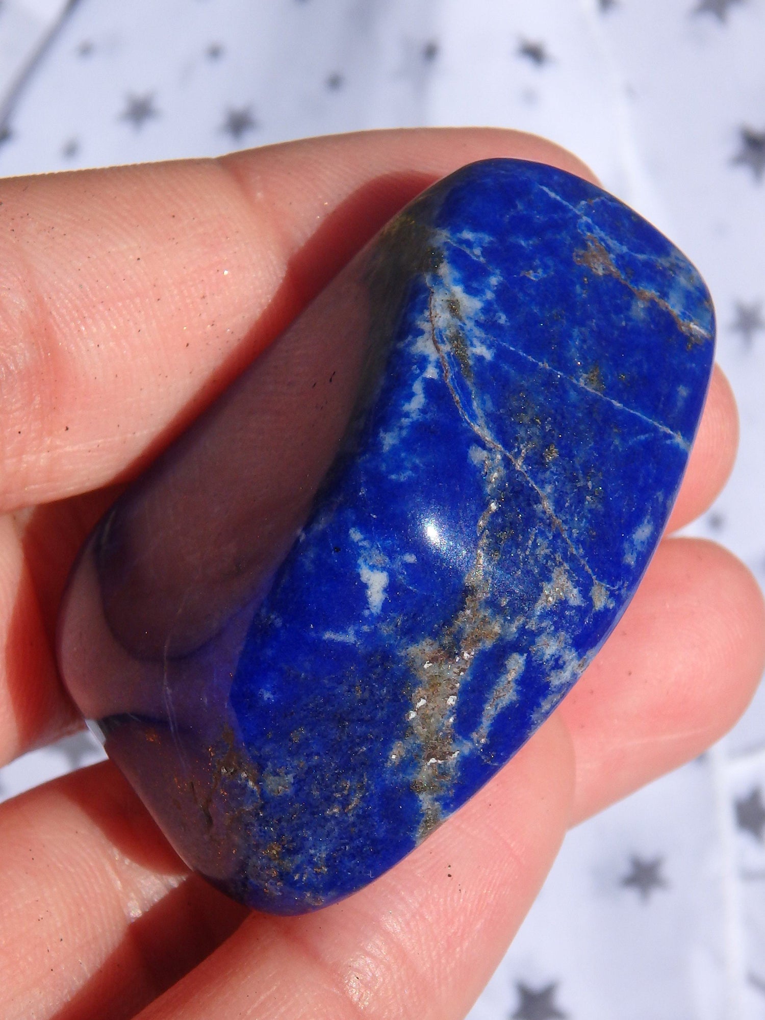  Deep Cobalt Blue & Pyrite Shimmer Lapis Lazuli Hand Held Specimen