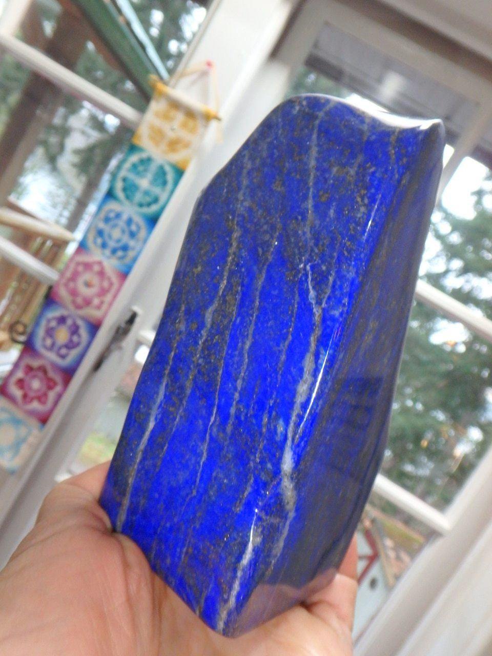  AA Grade Deep Cobalt Blue Large Lapis Lazuli Free Form Standing Specimen
