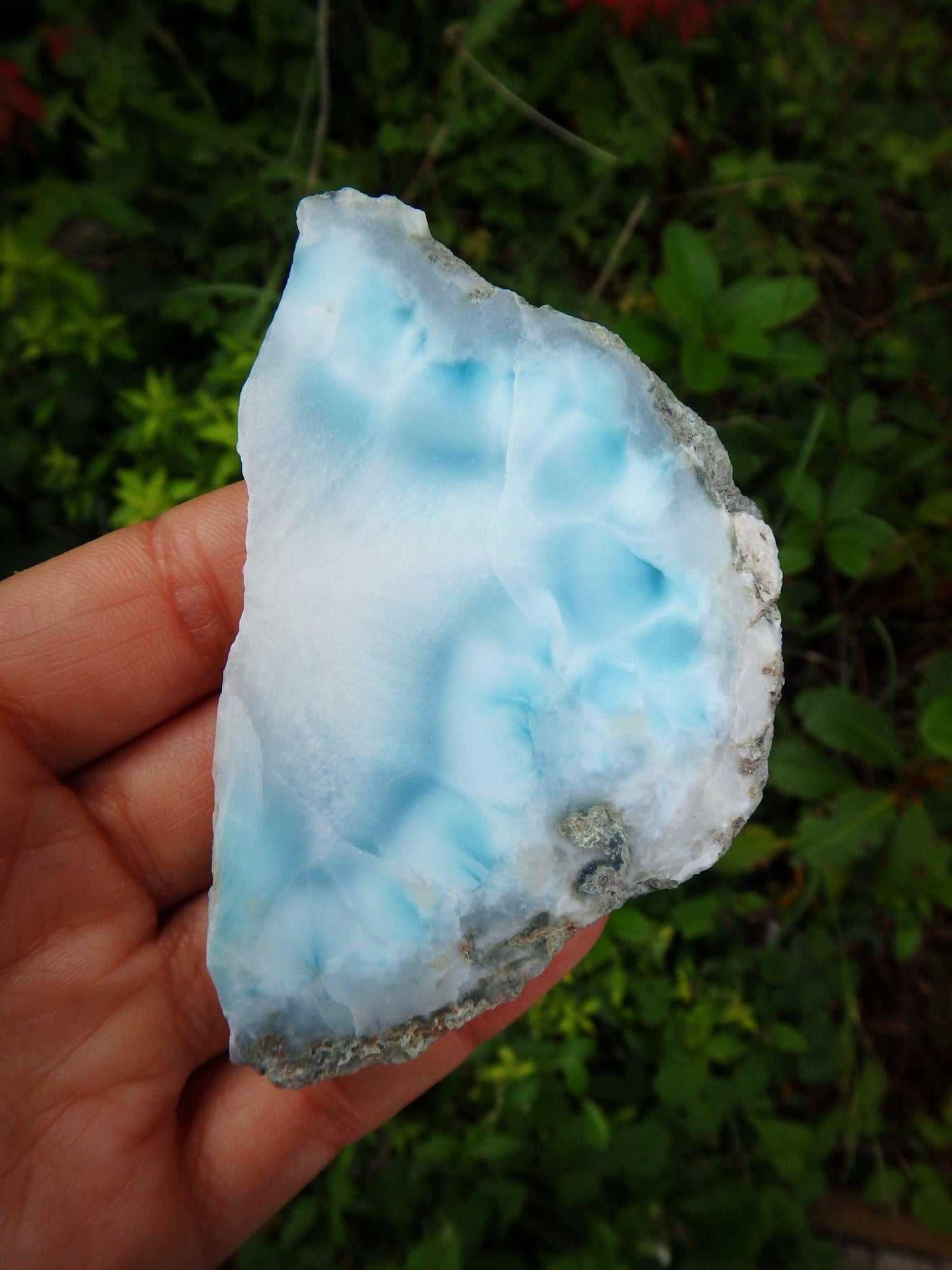  Creamy Blue & White Caribbean Larimar Partially Polished Free Form Specimen 1