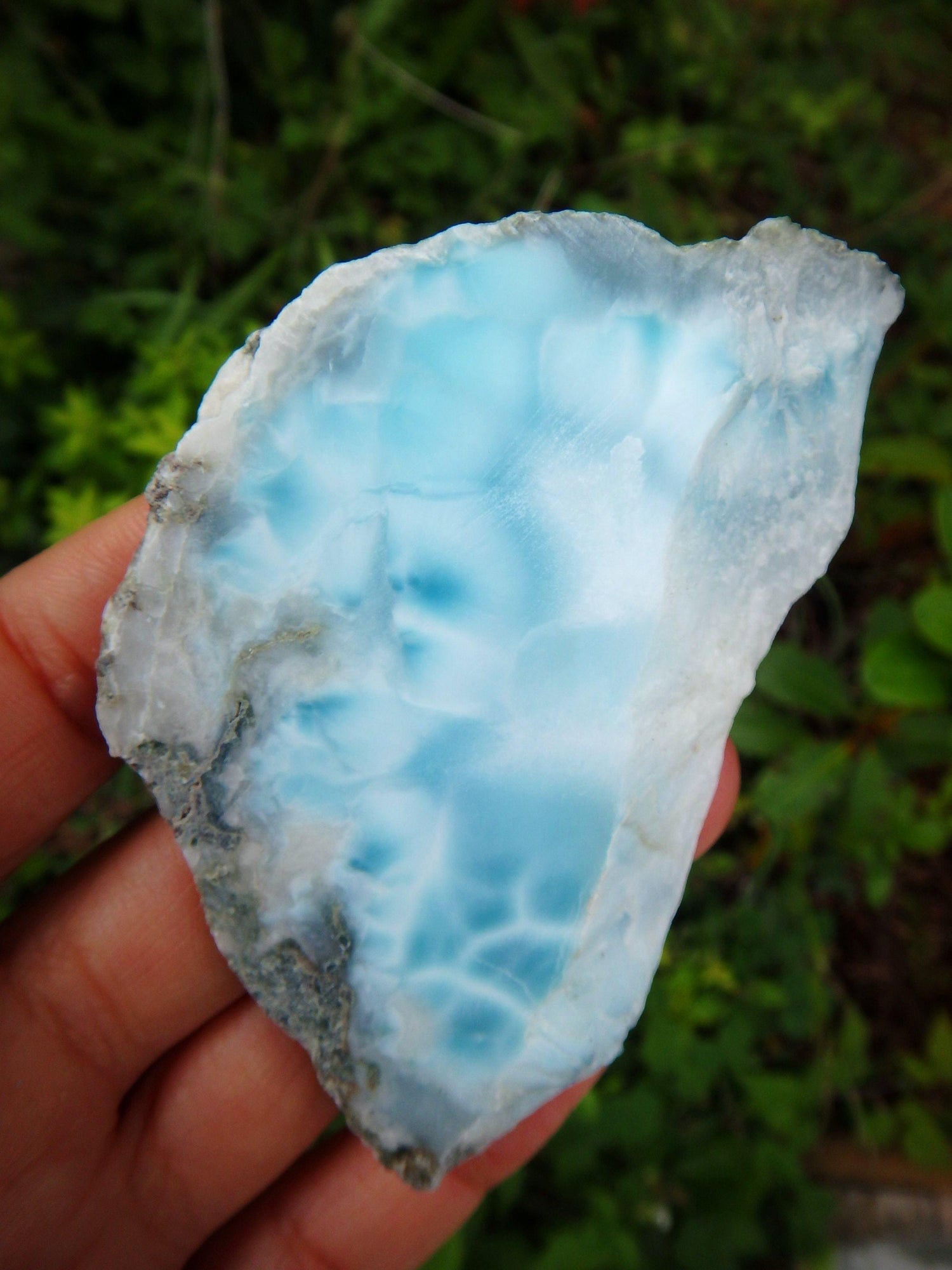  Creamy Blue & White Caribbean Larimar Partially Polished Free Form Specimen 1