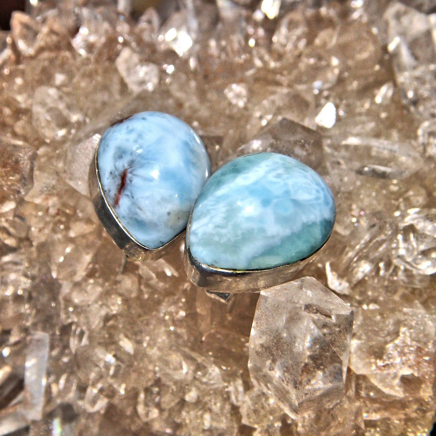  Cute Blue Serenity Larimar Stud Earrings in Sterling Silver 8