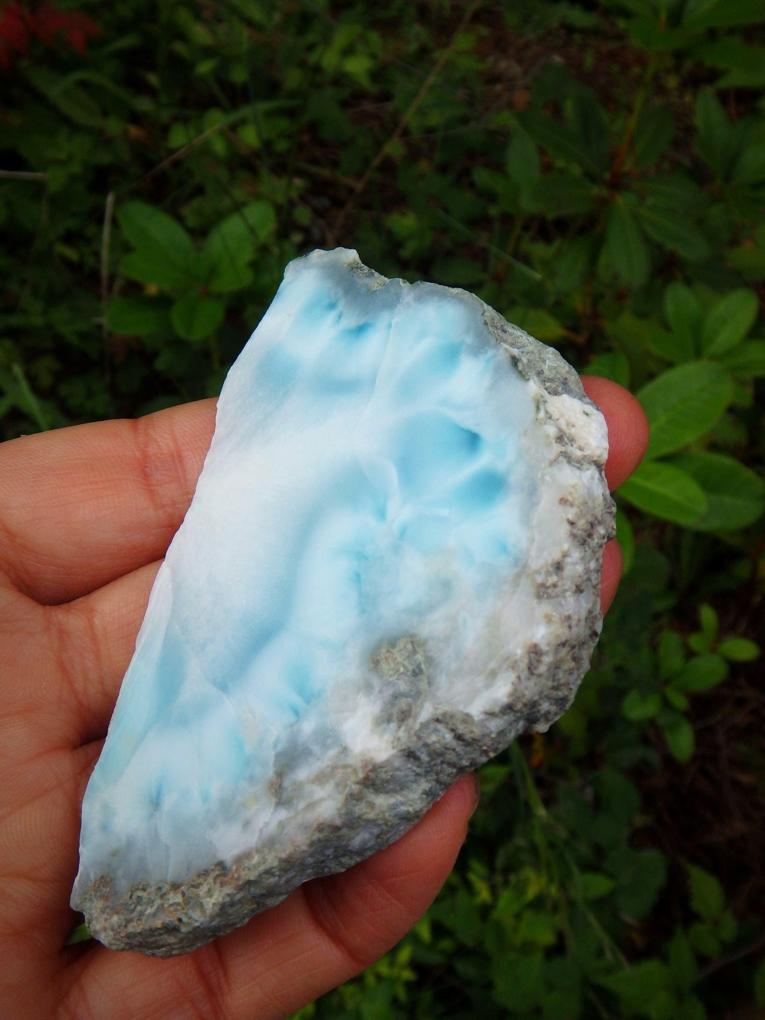  Creamy Blue & White Caribbean Larimar Partially Polished Free Form Specimen 1