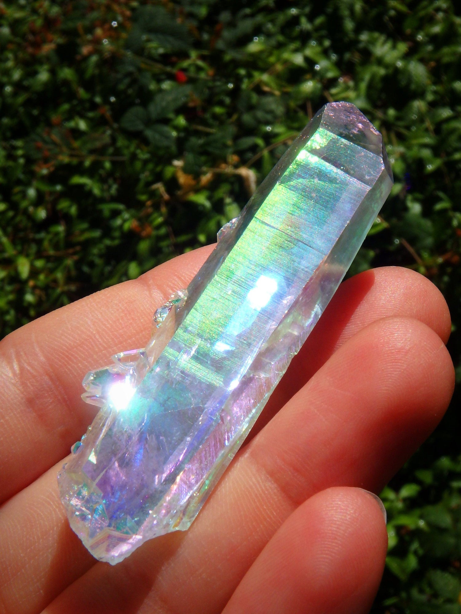  Beautiful Rainbows~Angel Aura Colombian Lemurian Quartz Point With Babies