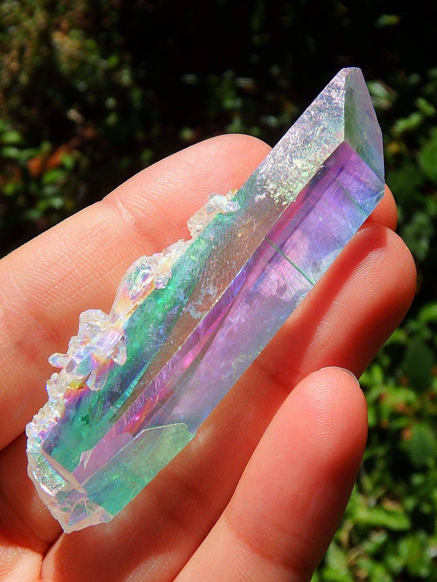  Beautiful Rainbows~Angel Aura Colombian Lemurian Quartz Point With Babies