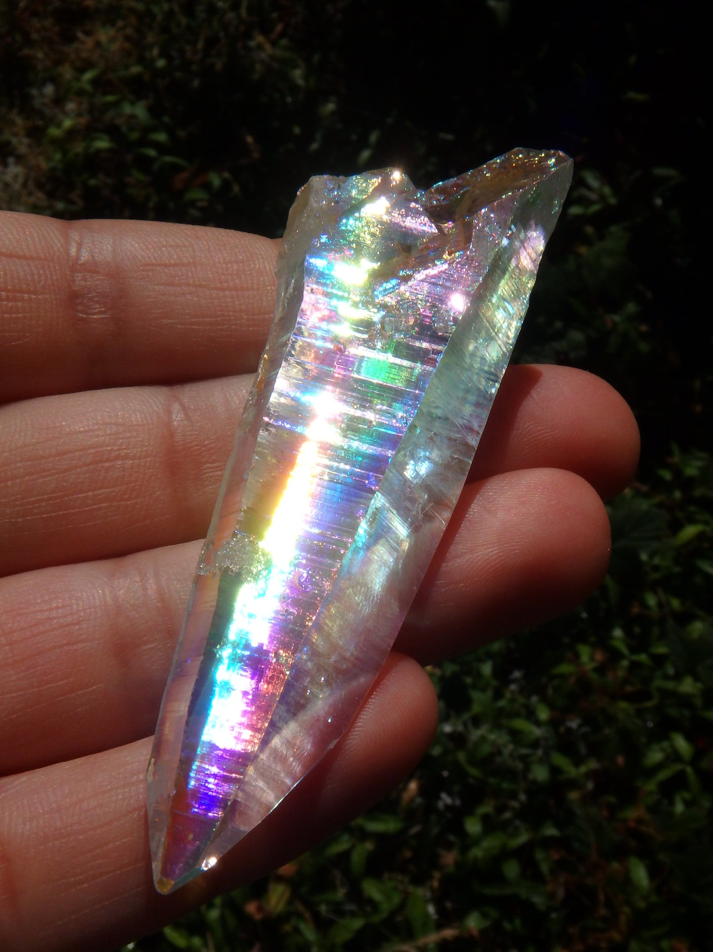 Incredible Rainbows~Long Angel Aura Colombian Lemurian Quartz Point 1 - Metiz Tier Price