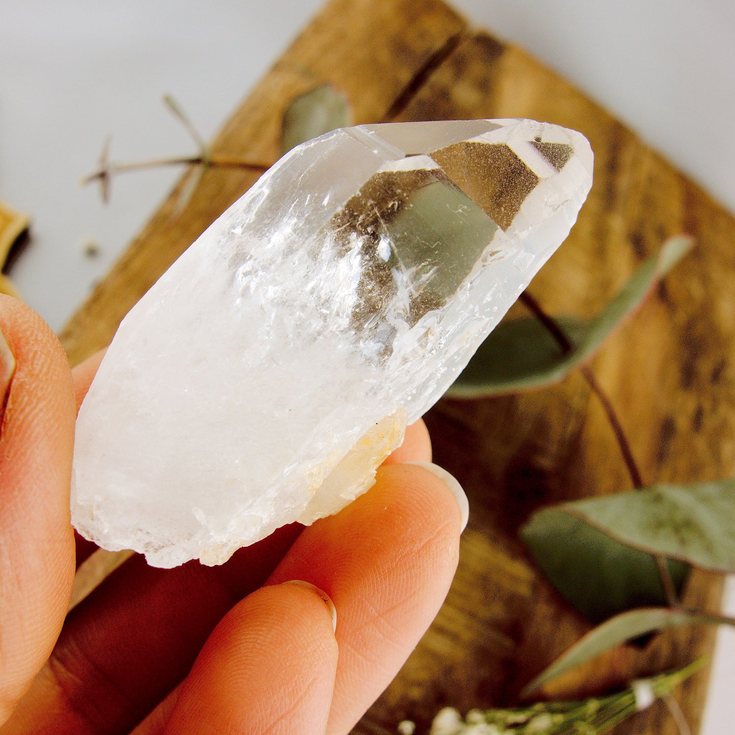 High Vibe Handheld Lemurian Seed Quartz Point With Natural Barcode Etching From Brazil #2