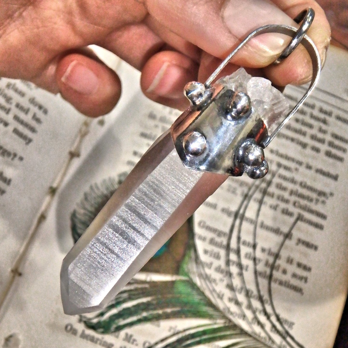 Natural Lemurian Seed Quartz Sterling Silver Pendant (Includes Silver Chain) - Earth Family Crystals