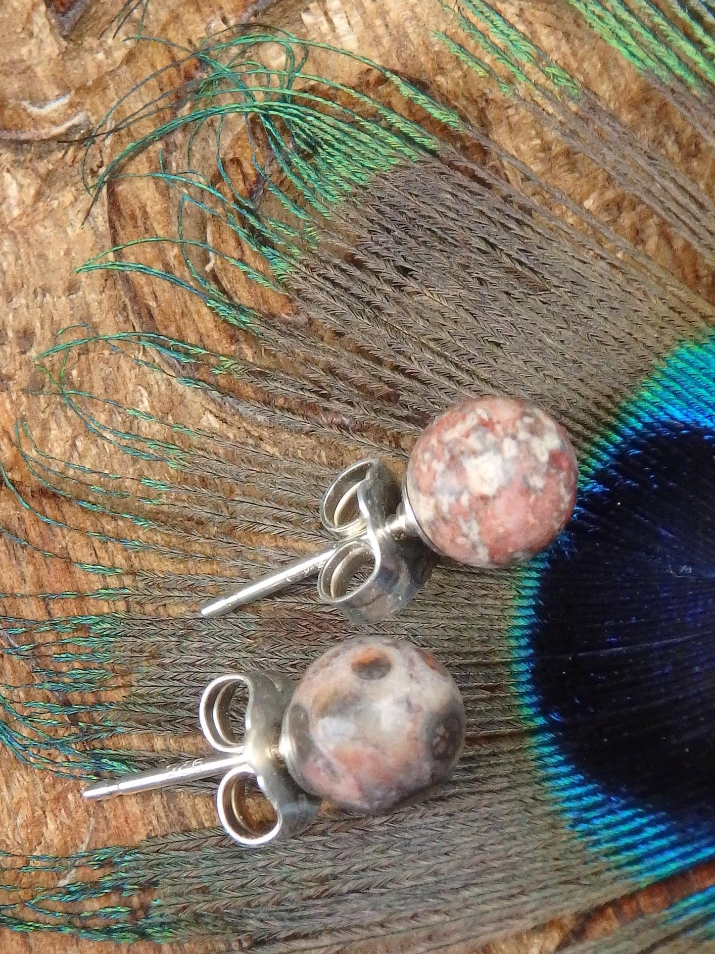 Leopard Skin Jasper Stud Earrings in Sterling Silver - Earth Family Crystals