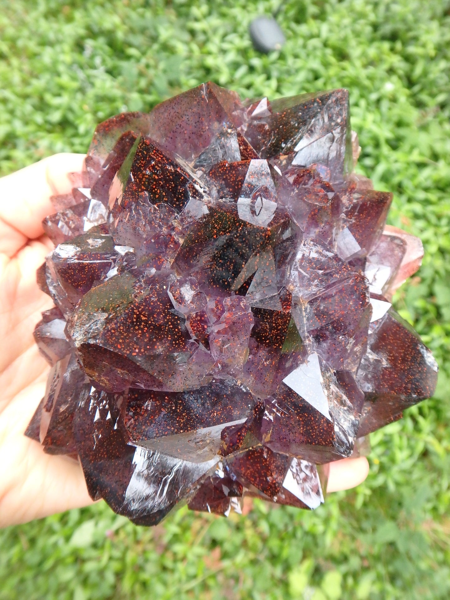 Extreme Brilliance~Large Smoky Amethyst Flower Elestial Cluster With Lepidocrosite Inclusions From Ontario, Canada - Earth Family Crystals
