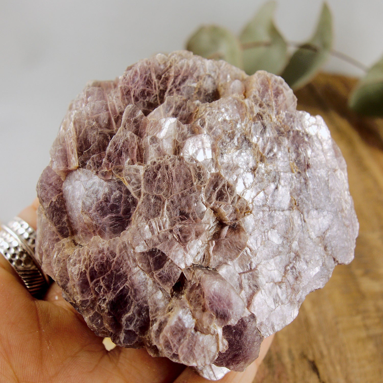  Chunky High Shine Natural Violet Lepidolite Specimen From Brazil
