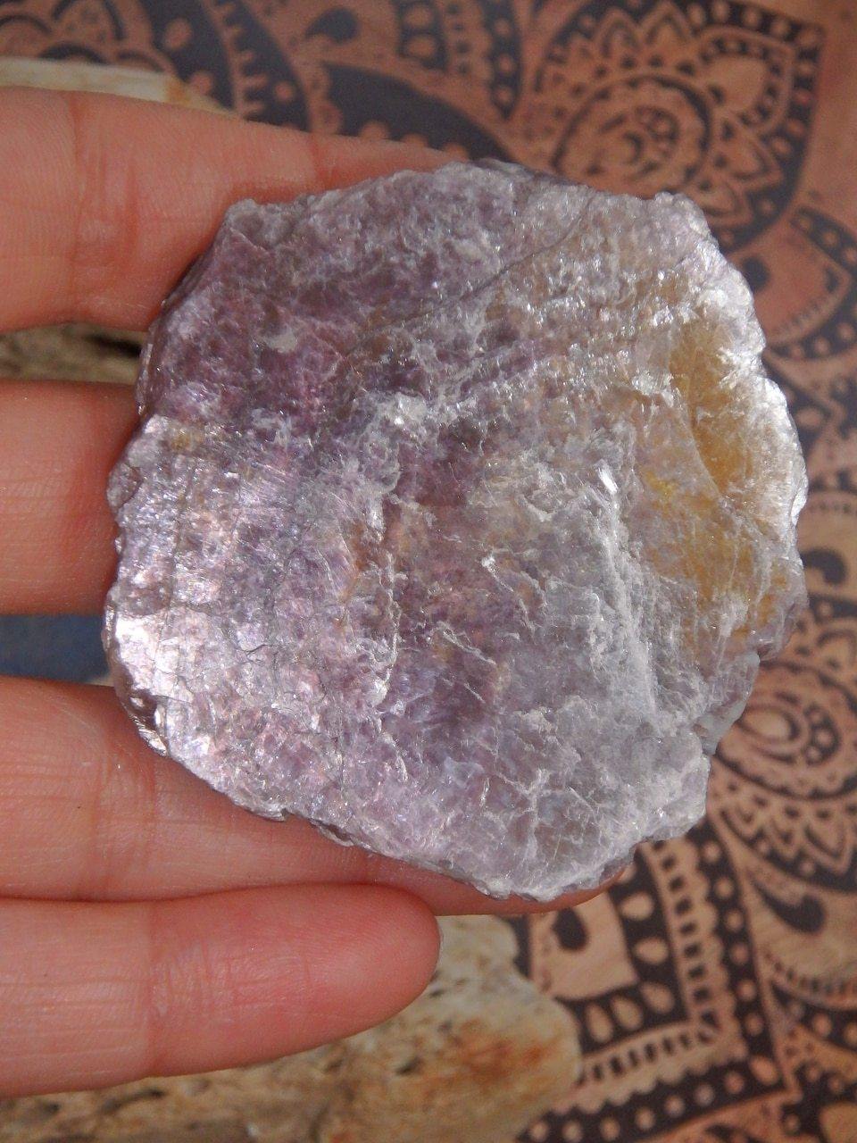 Healing Shiny Lilac Lepidolite Flat Specimen From Brazil - Earth Family Crystals