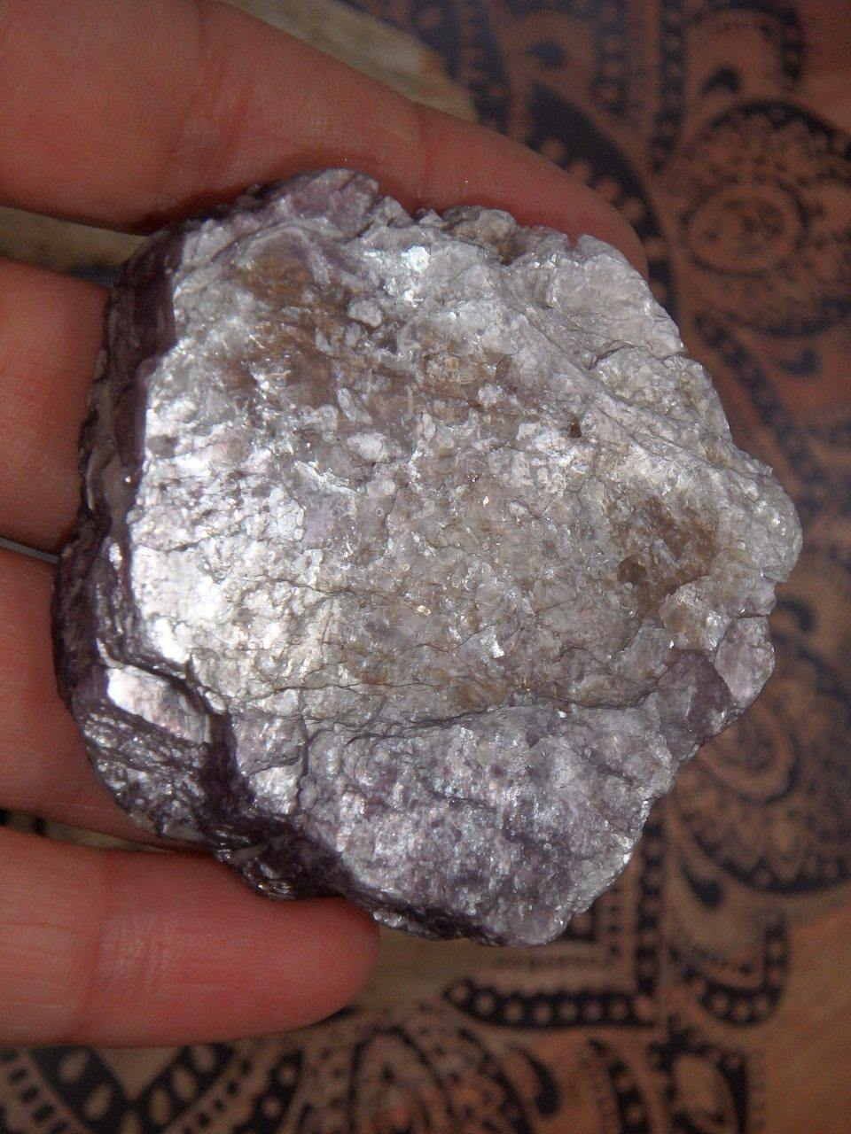 Healing Shiny Lilac Lepidolite Flat Specimen From Brazil - Earth Family Crystals
