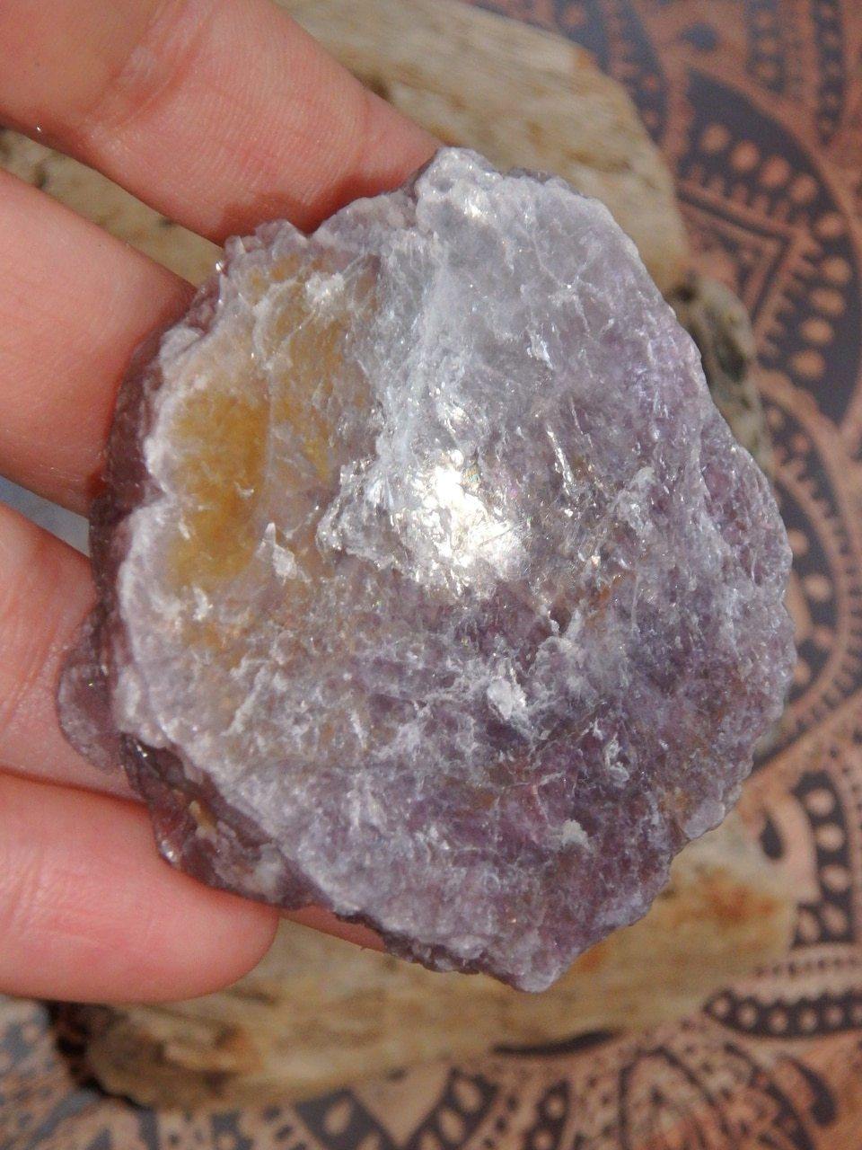 Healing Shiny Lilac Lepidolite Flat Specimen From Brazil - Earth Family Crystals
