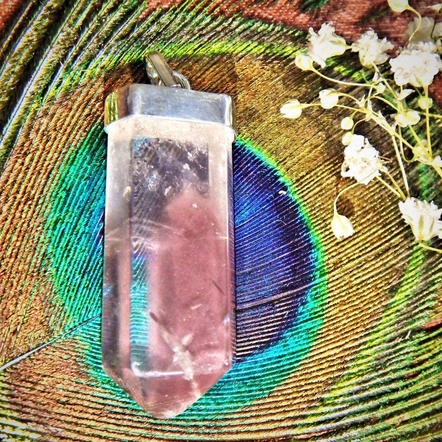  Cloud of Lithium Quartz Sterling Silver Pendant (Includes Silver Chain)