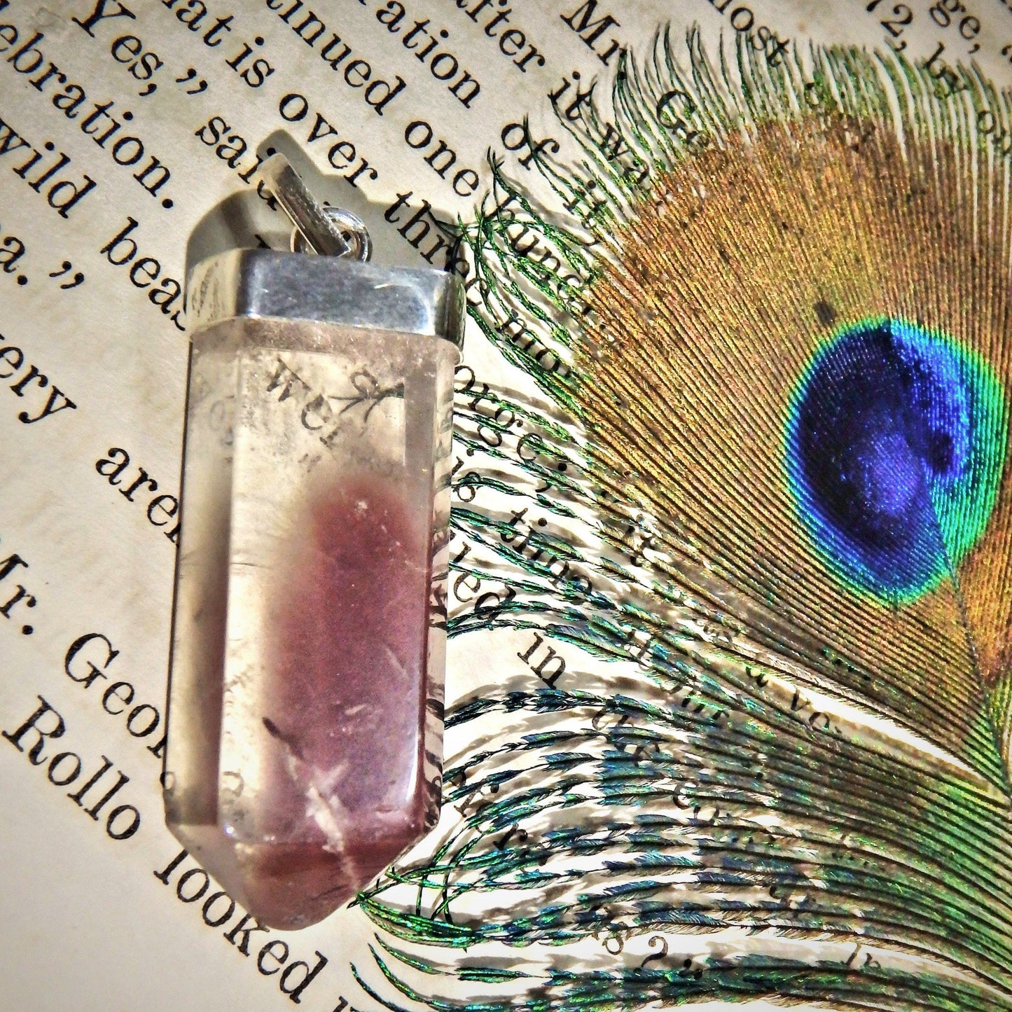  Cloud of Lithium Quartz Sterling Silver Pendant (Includes Silver Chain)