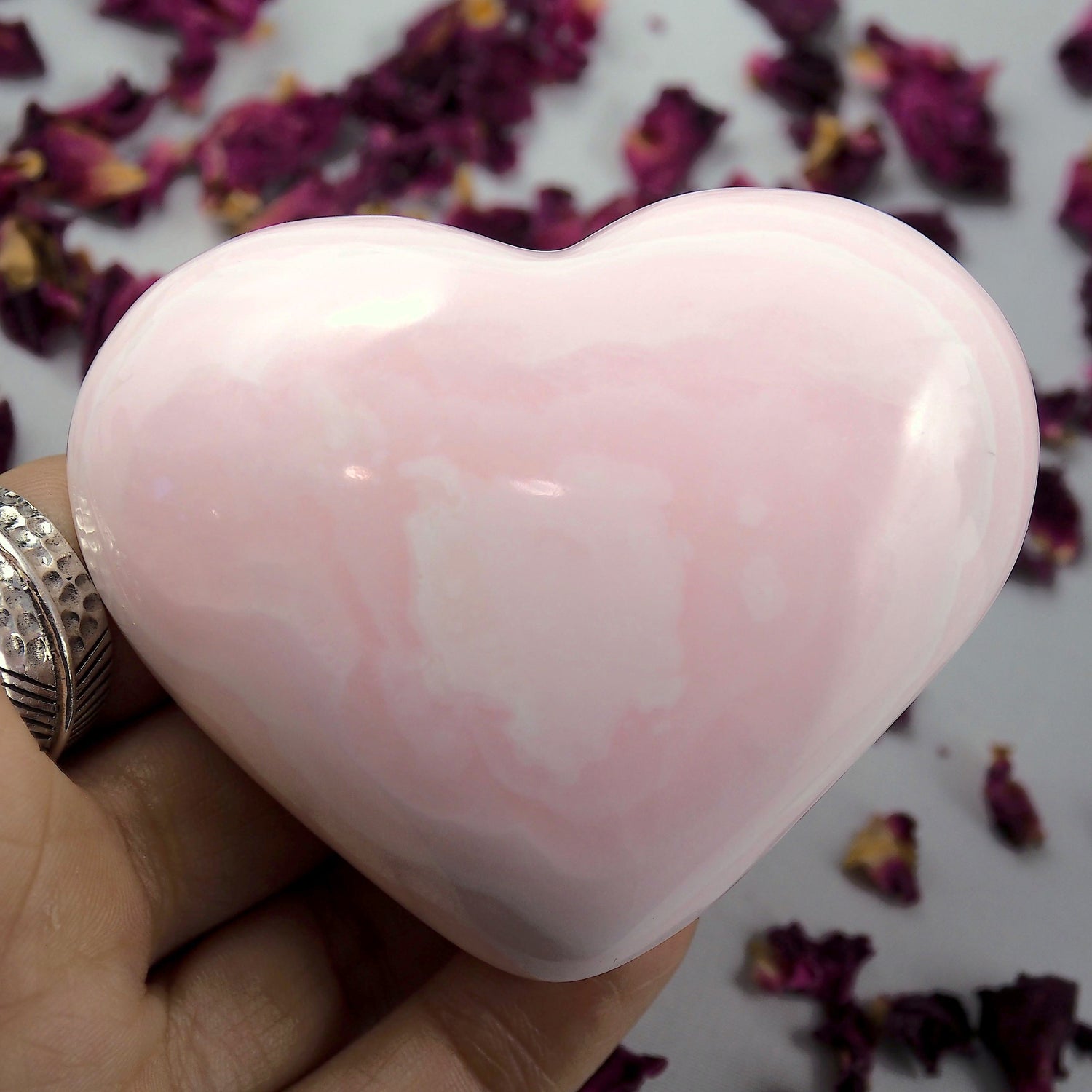  Beautiful Patterns Creamy Pink Mangano Calcite Love Heart #6