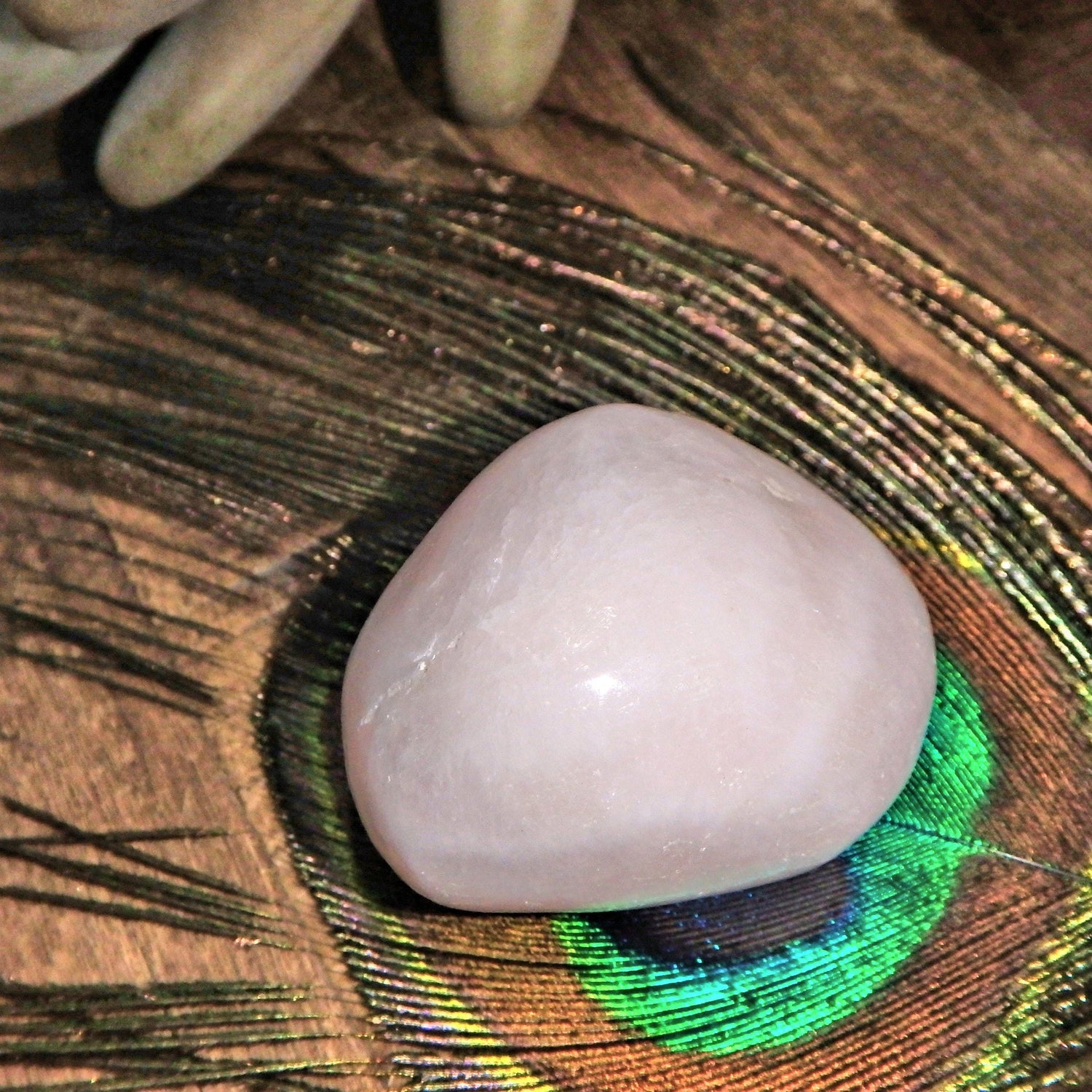  Creamy Pink Mangano Calcite Pocket Stone-Perfect for Emotional Healing