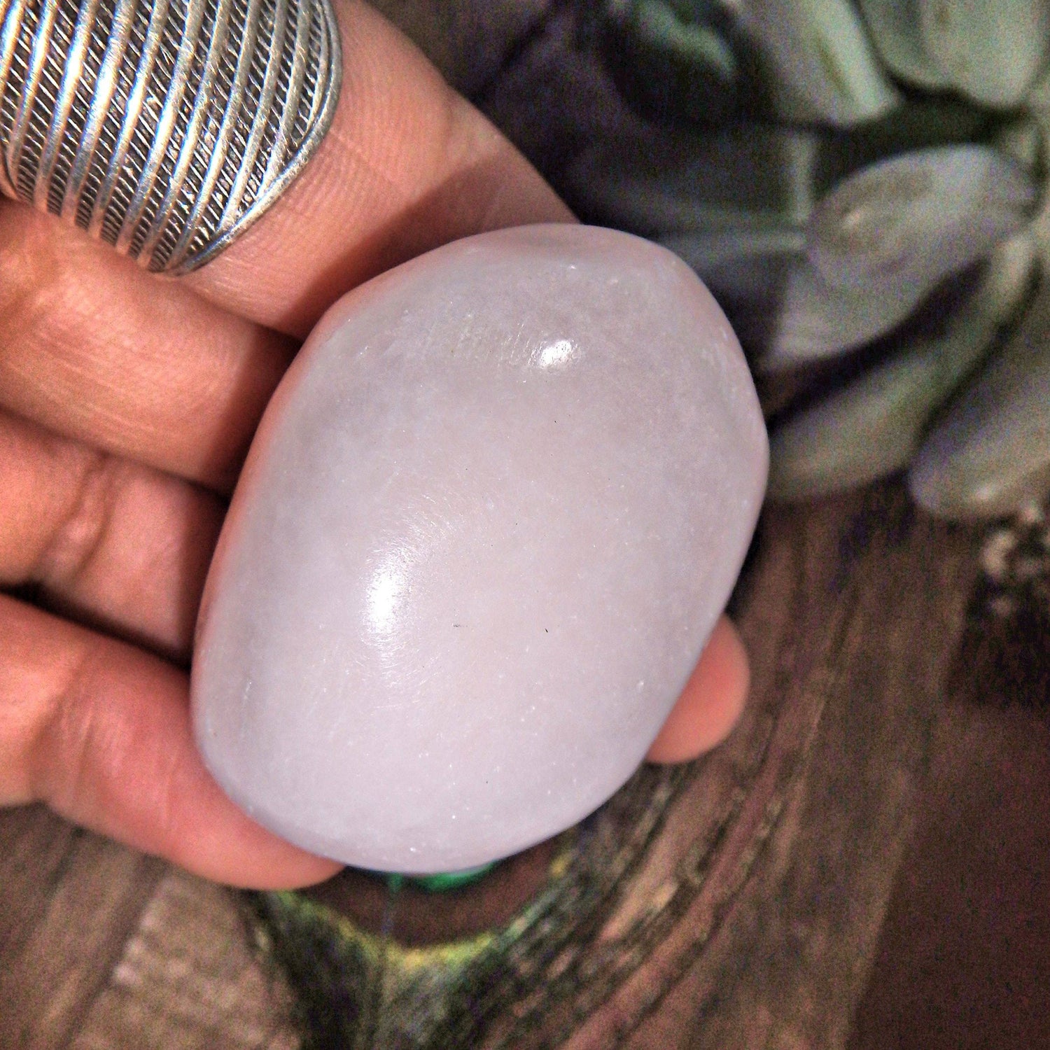  Creamy Pink Mangano Calcite Pocket Stone-Perfect for Emotional Healing