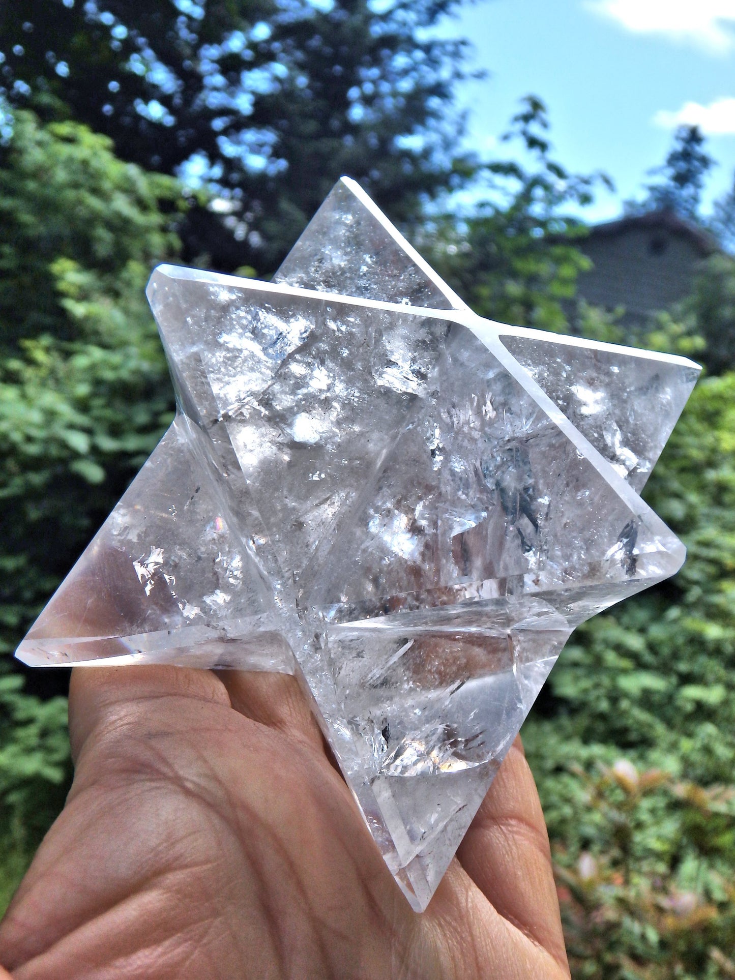 Incredible Brilliance Large Clear Quartz Merkaba Carving From Brazil - Metiz Tier Price