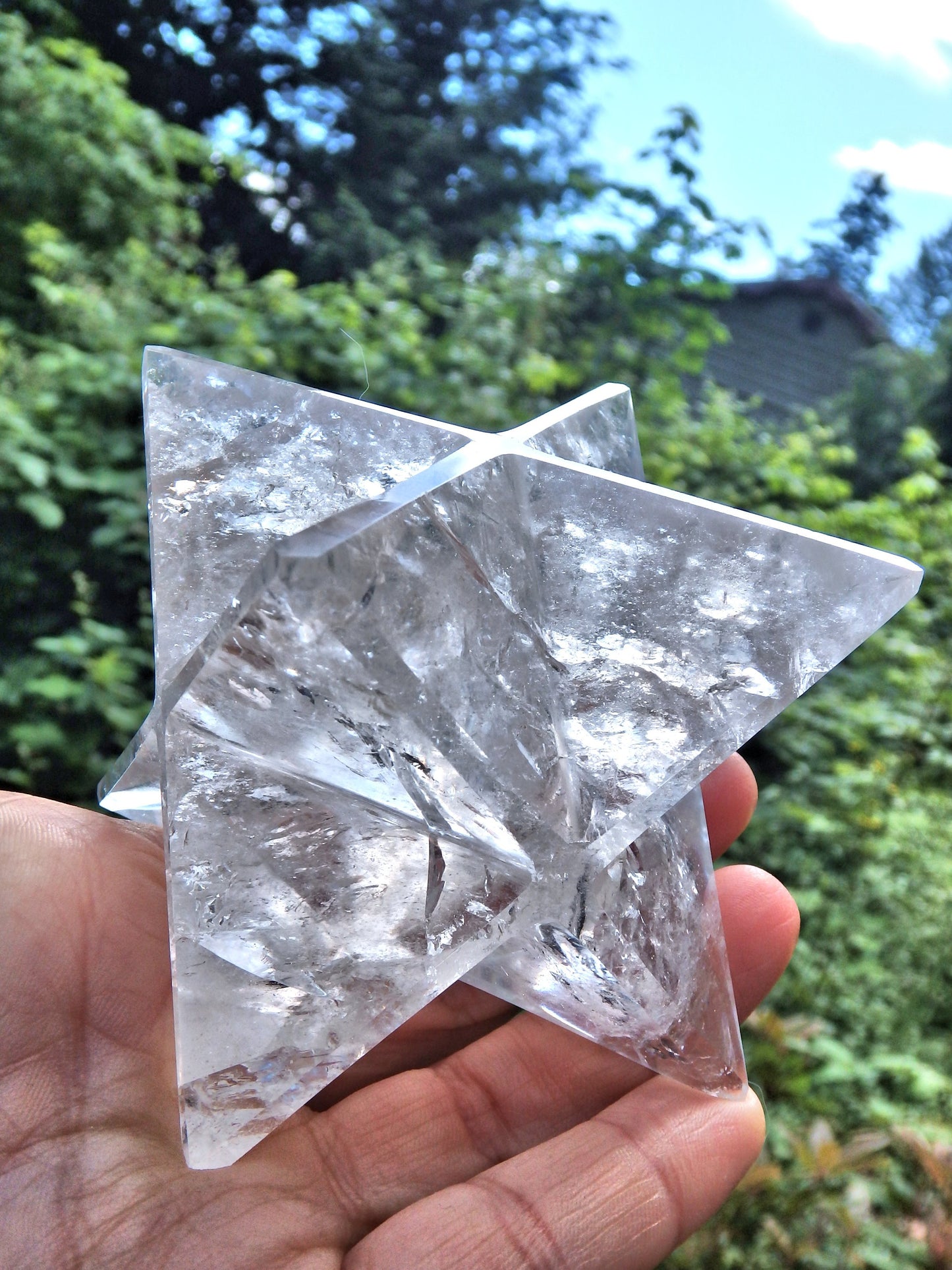 Incredible Brilliance Large Clear Quartz Merkaba Carving From Brazil - Metiz Tier Price
