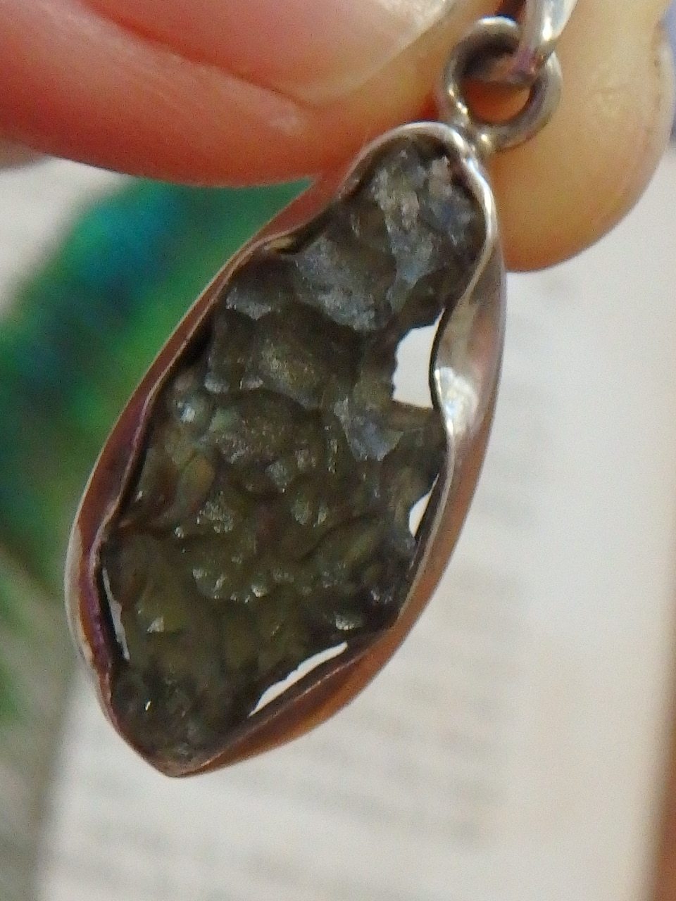 Natural Free Form Genuine Green Moldavite Pendant in Sterling Silver (Includes Silver Chain) - Earth Family Crystals