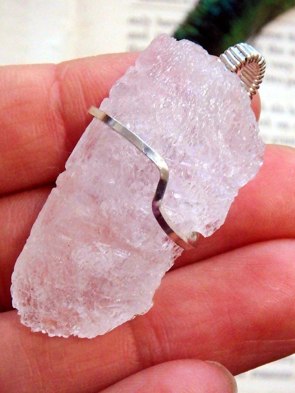  Arizona Elestial Angel Calcite (Aka. White Moldavite) Wire Wrapped Pendant in Sterling Silver (Includes Silver Chain)