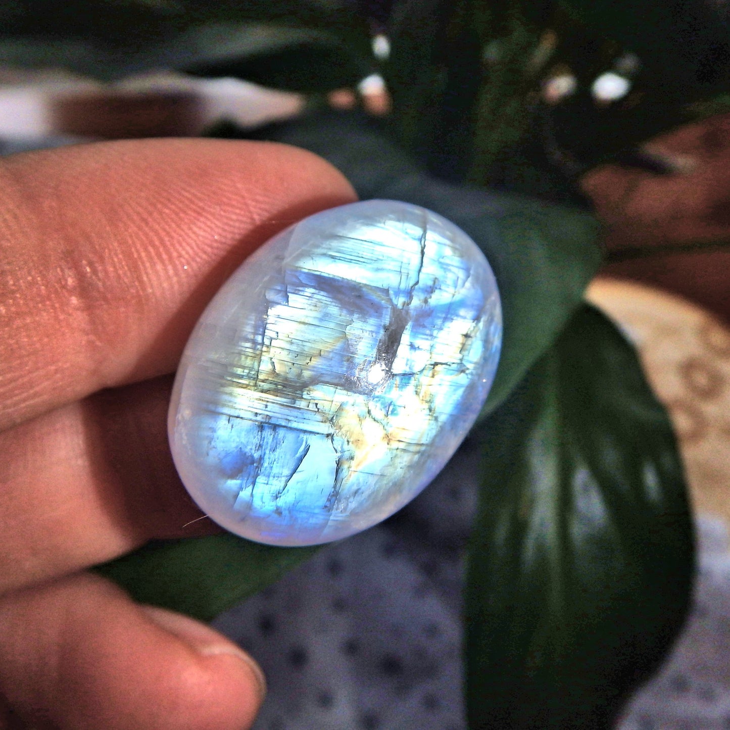 Moving Flashes of Color Rainbow Moonstone Cabochon-Perfect for Crafting - Earth Family Crystals