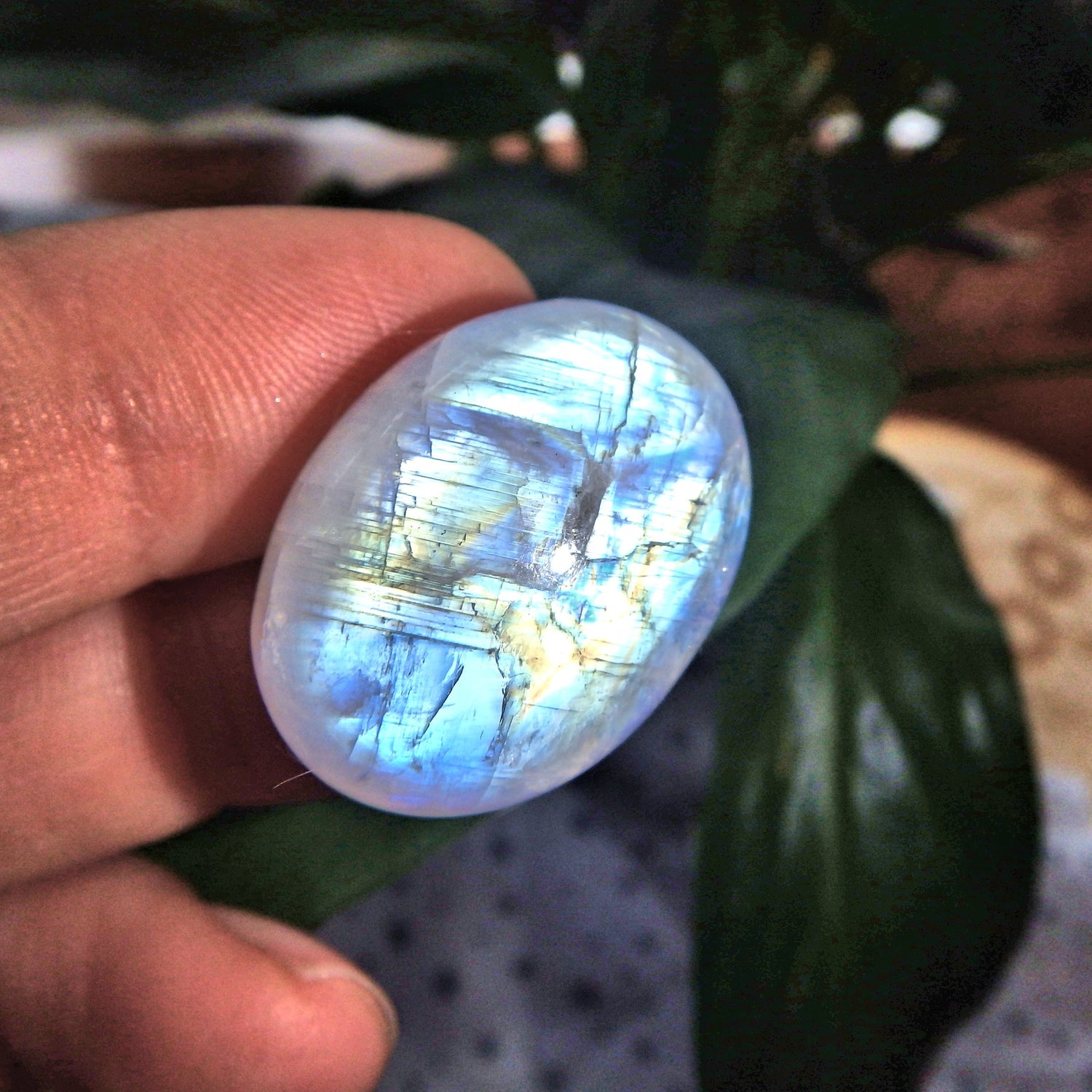 Moving Flashes of Color Rainbow Moonstone Cabochon-Perfect for Crafting - Earth Family Crystals