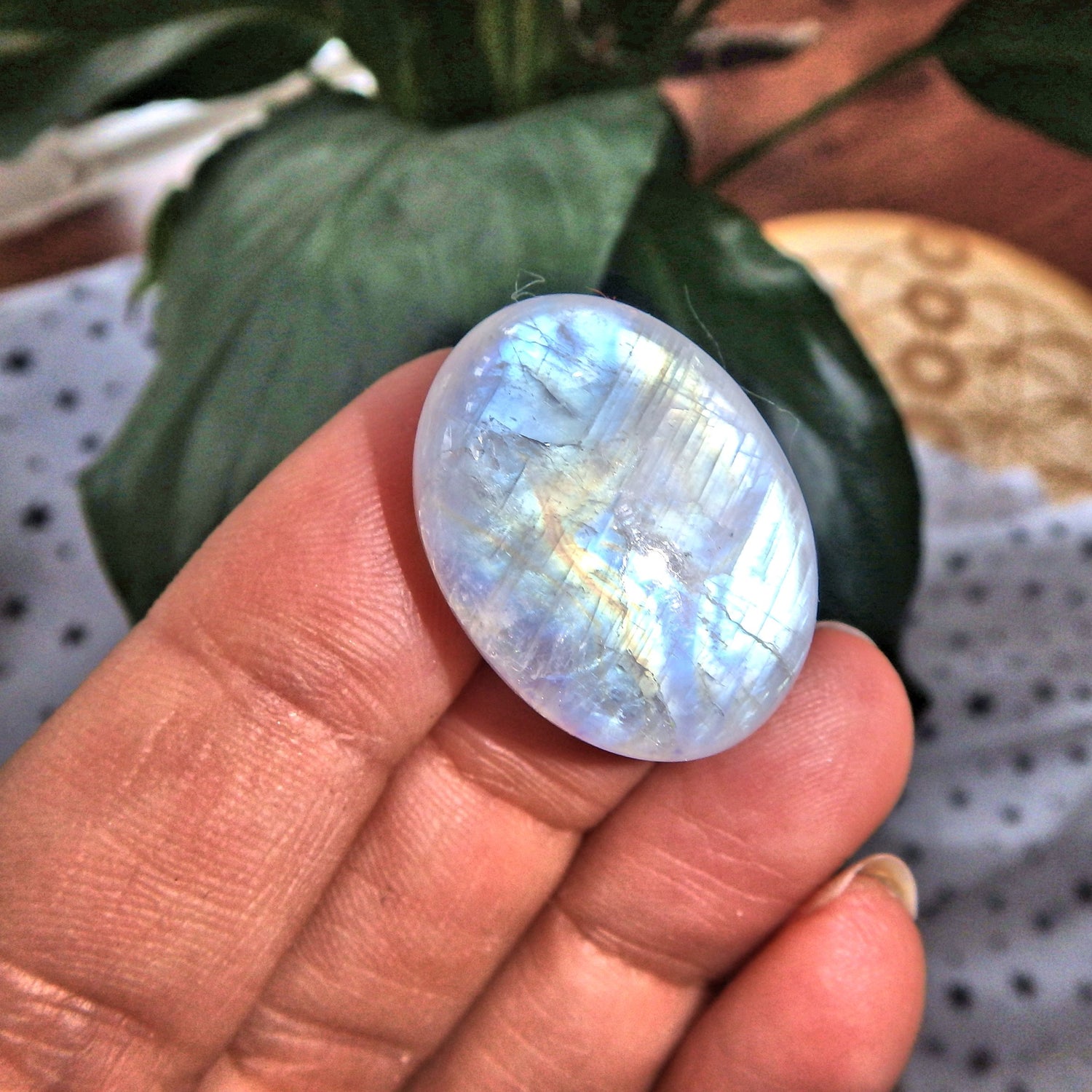 Moving Flashes of Color Rainbow Moonstone Cabochon-Perfect for Crafting - Earth Family Crystals