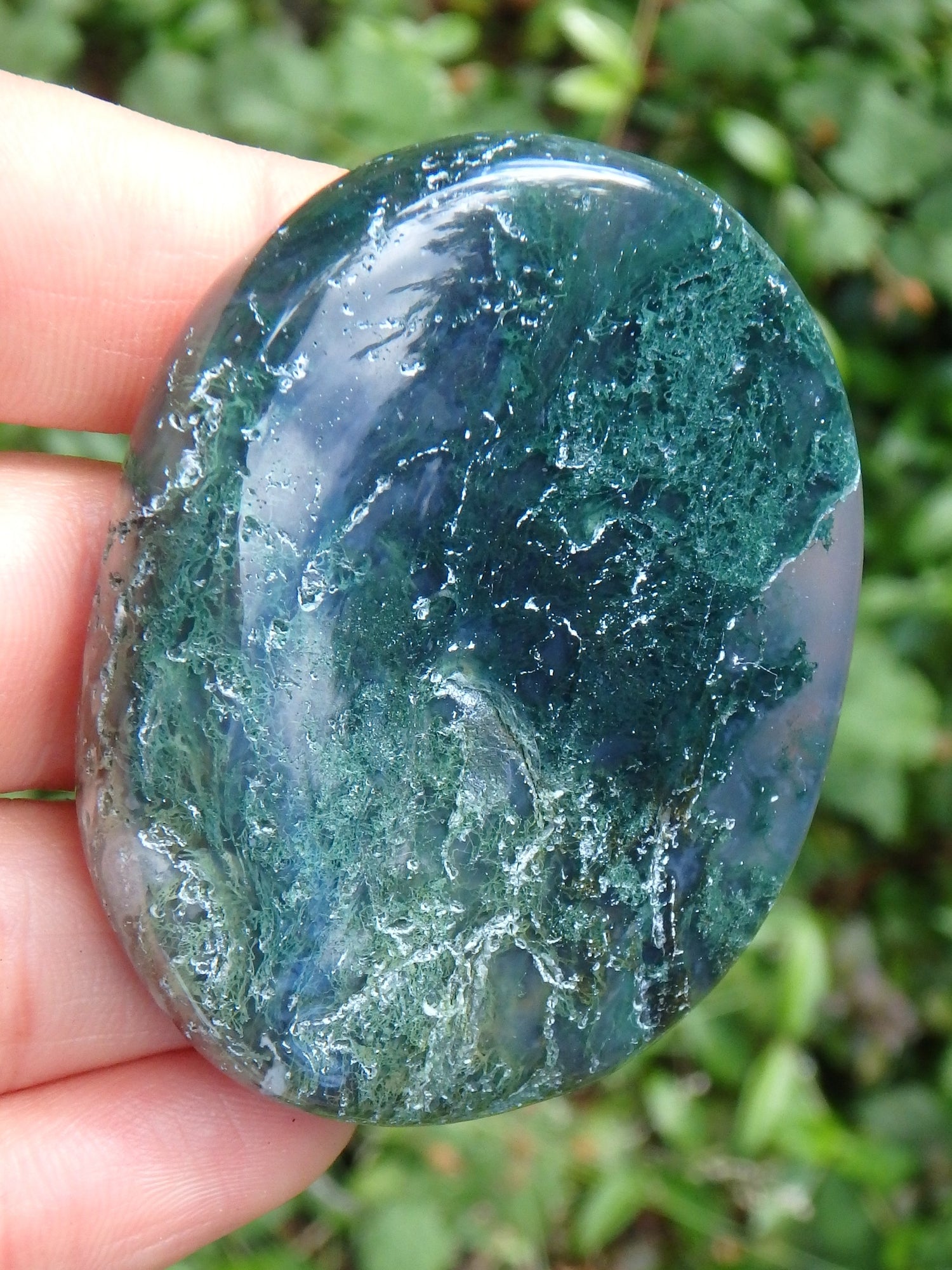 Moss Agate Worry Stone Perfect for Your Pocket 3 - Earth Family Crystals