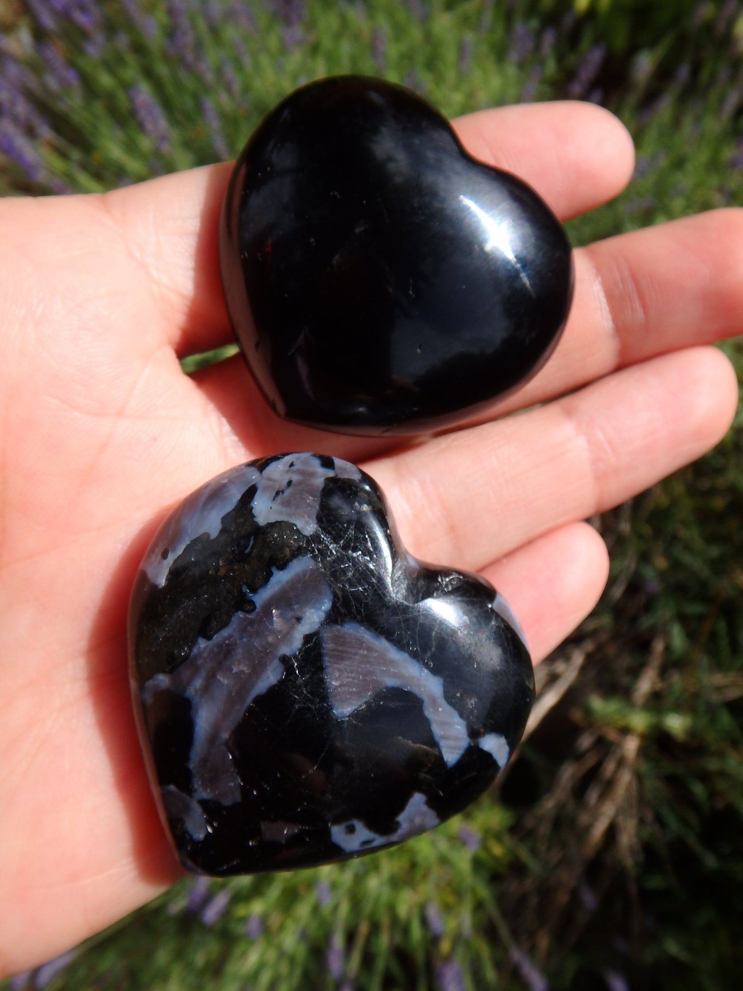 Set of Hearts-Mystic Merlinite & Dark Smoky Quartz - Metiz Tier Price