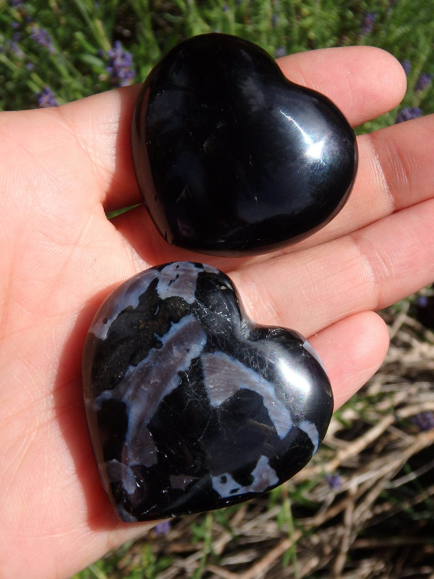 Set of Hearts-Mystic Merlinite & Dark Smoky Quartz - Metiz Tier Price