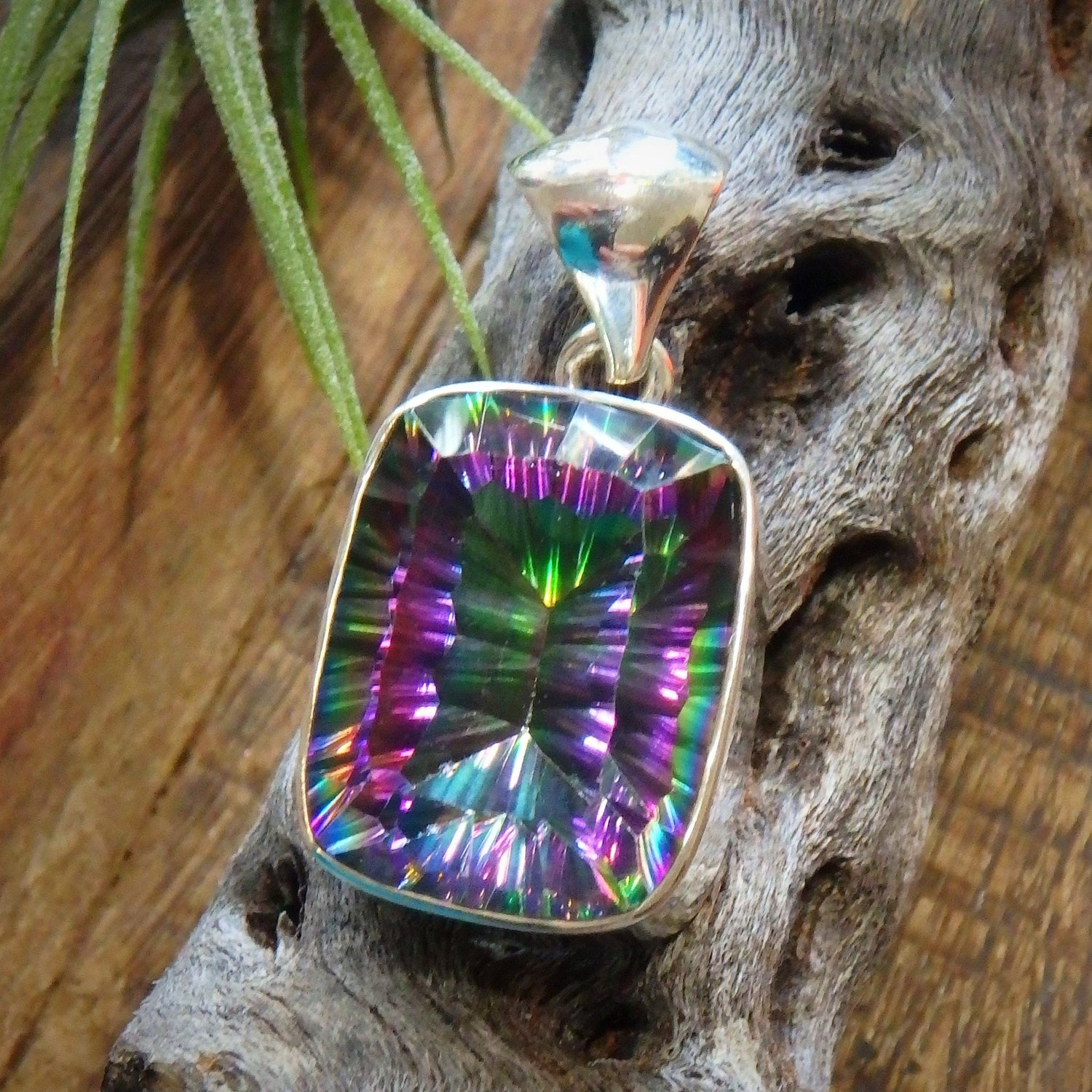  Amazing Color Depth Mystic Topaz Gemstone Pendant in Sterling Silver (Includes Silver Chain)