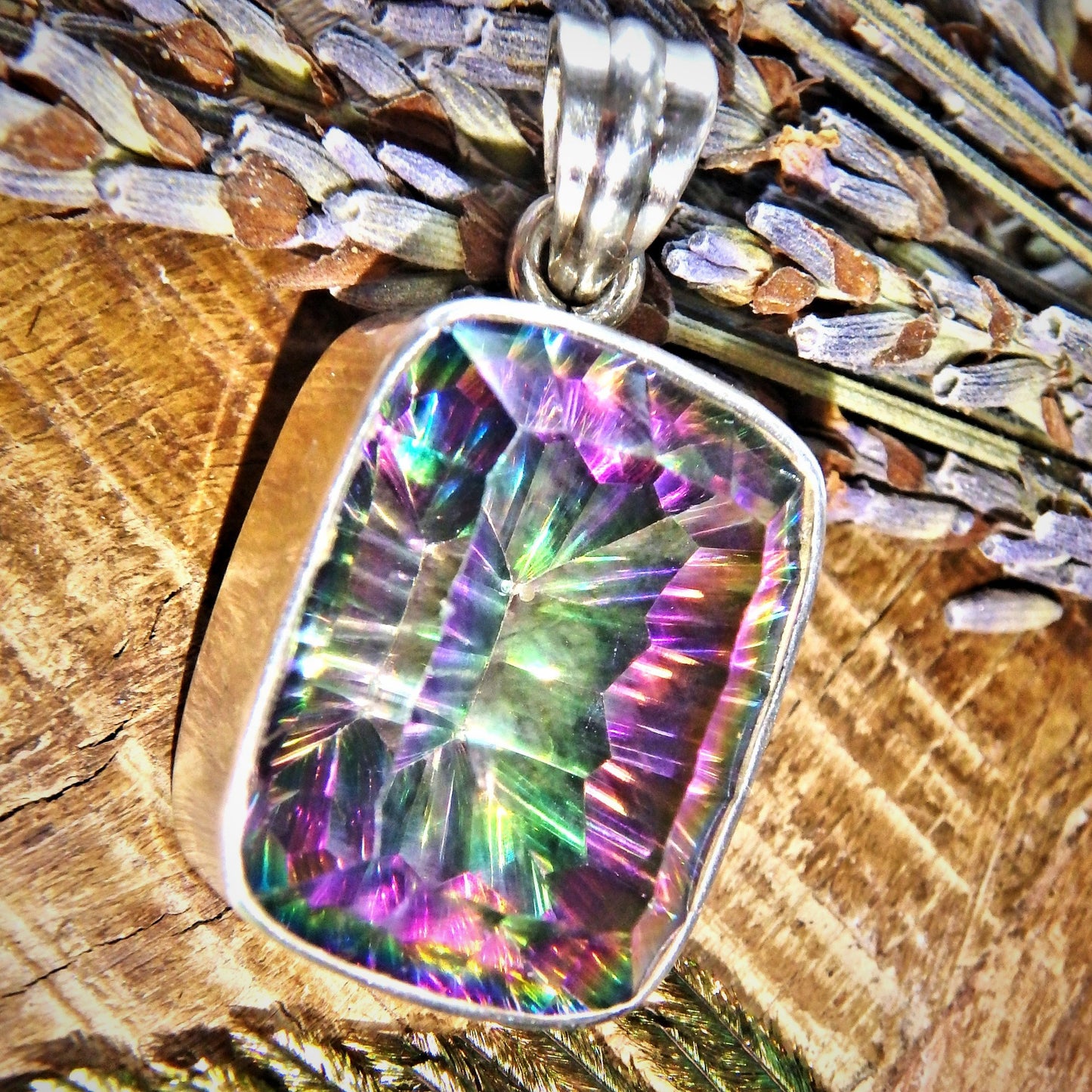 Hypnotic Brilliance Mystic Topaz Sterling Silver Pendant (Includes Silver Chain)