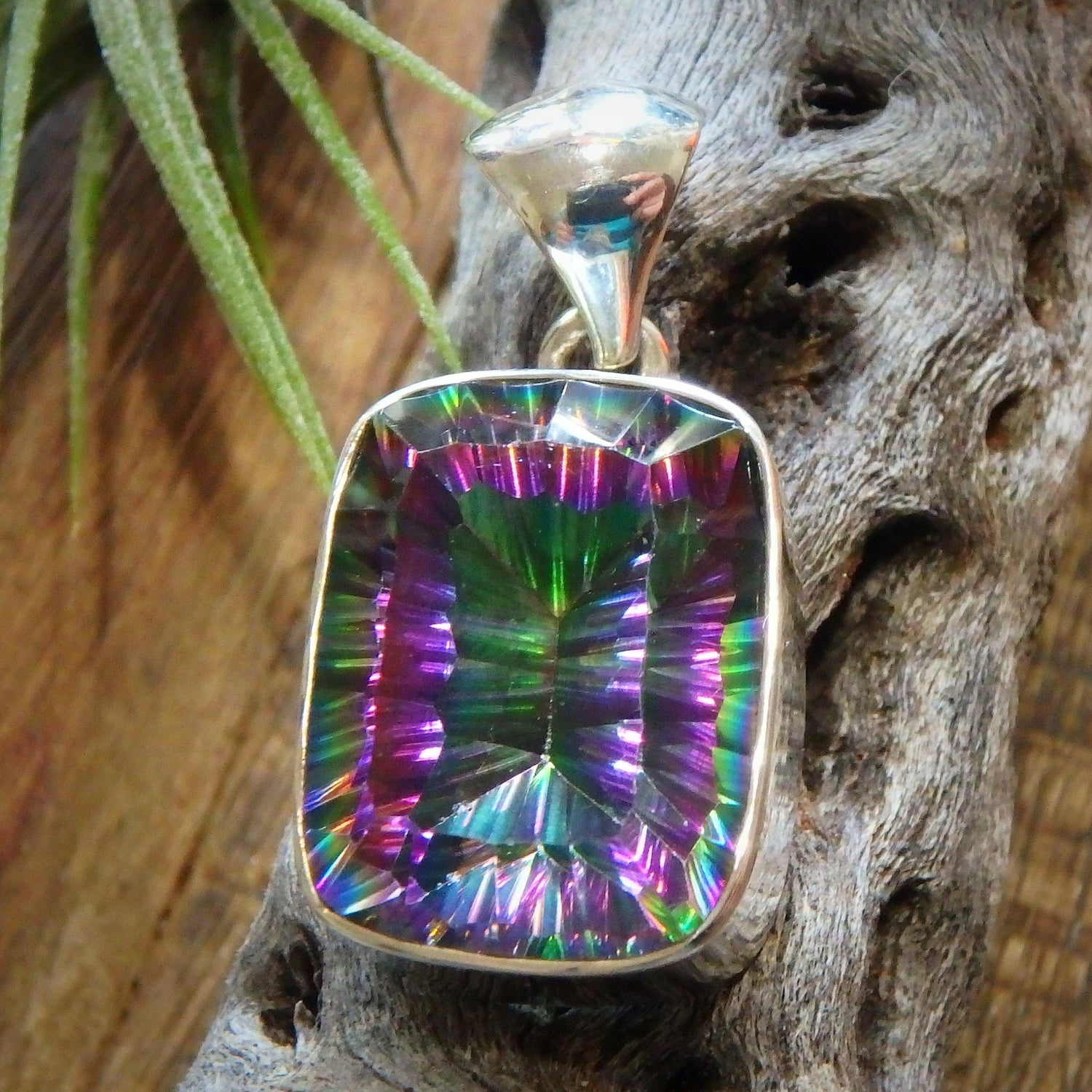  Amazing Color Depth Mystic Topaz Gemstone Pendant in Sterling Silver (Includes Silver Chain)