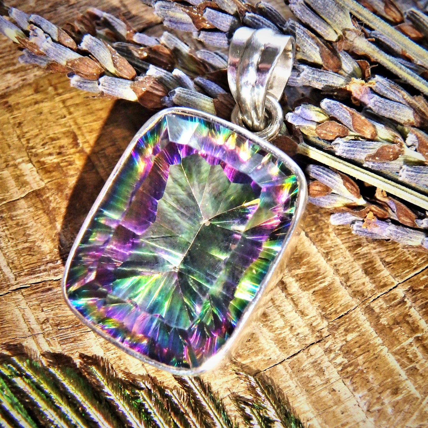 Hypnotic Brilliance Mystic Topaz Sterling Silver Pendant (Includes Silver Chain)