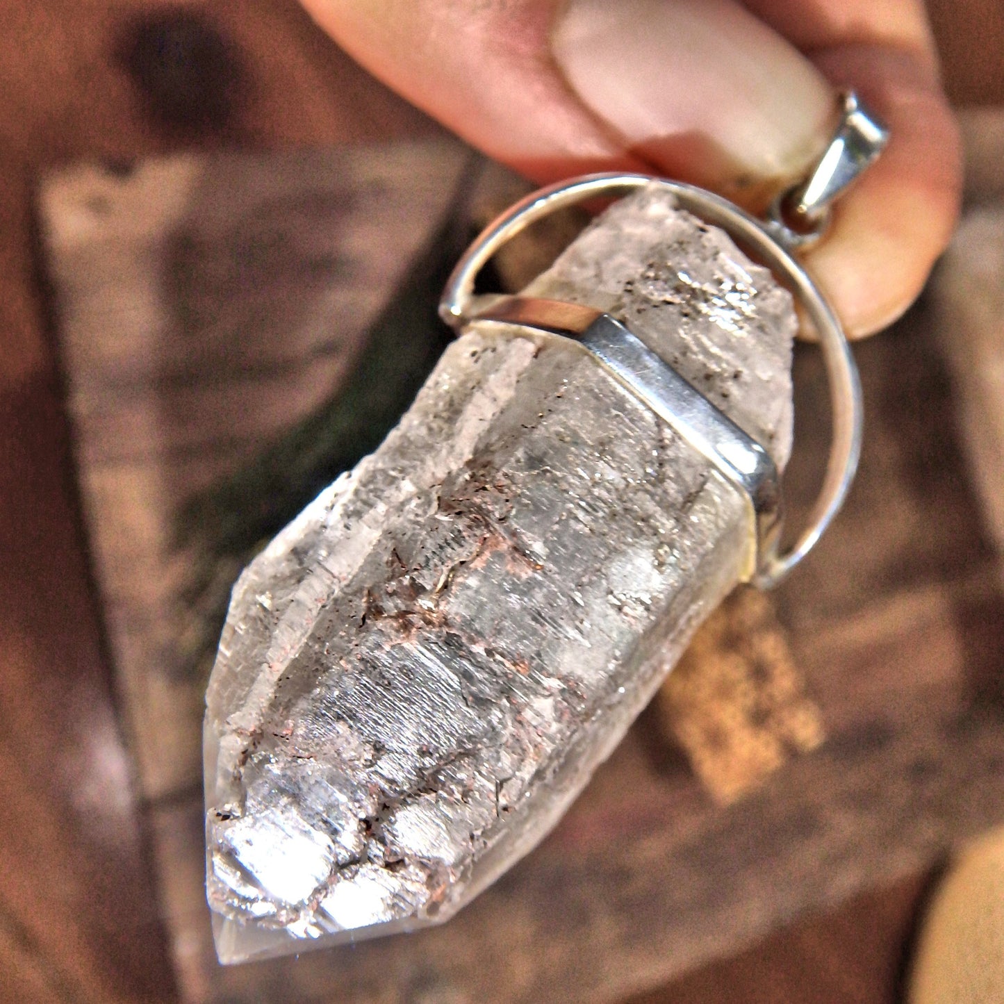 Healing Natural White Nirvana Himalayan Quartz Point Pendant in Sterling Silver (Includes Silver Chain) - Earth Family Crystals