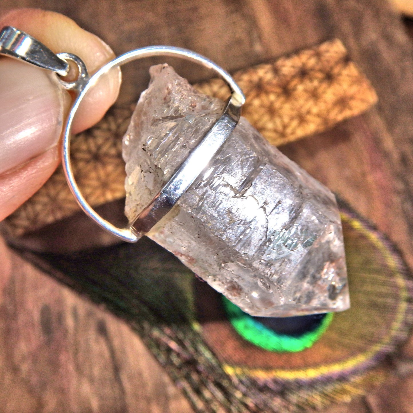 Healing Natural White Nirvana Himalayan Quartz Point Pendant in Sterling Silver (Includes Silver Chain) - Earth Family Crystals
