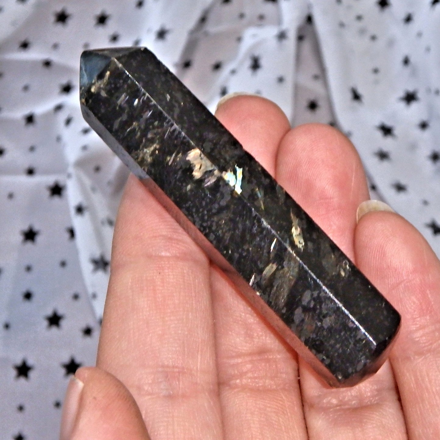 Powerful Genuine Greenland Nuummite Wand Carving