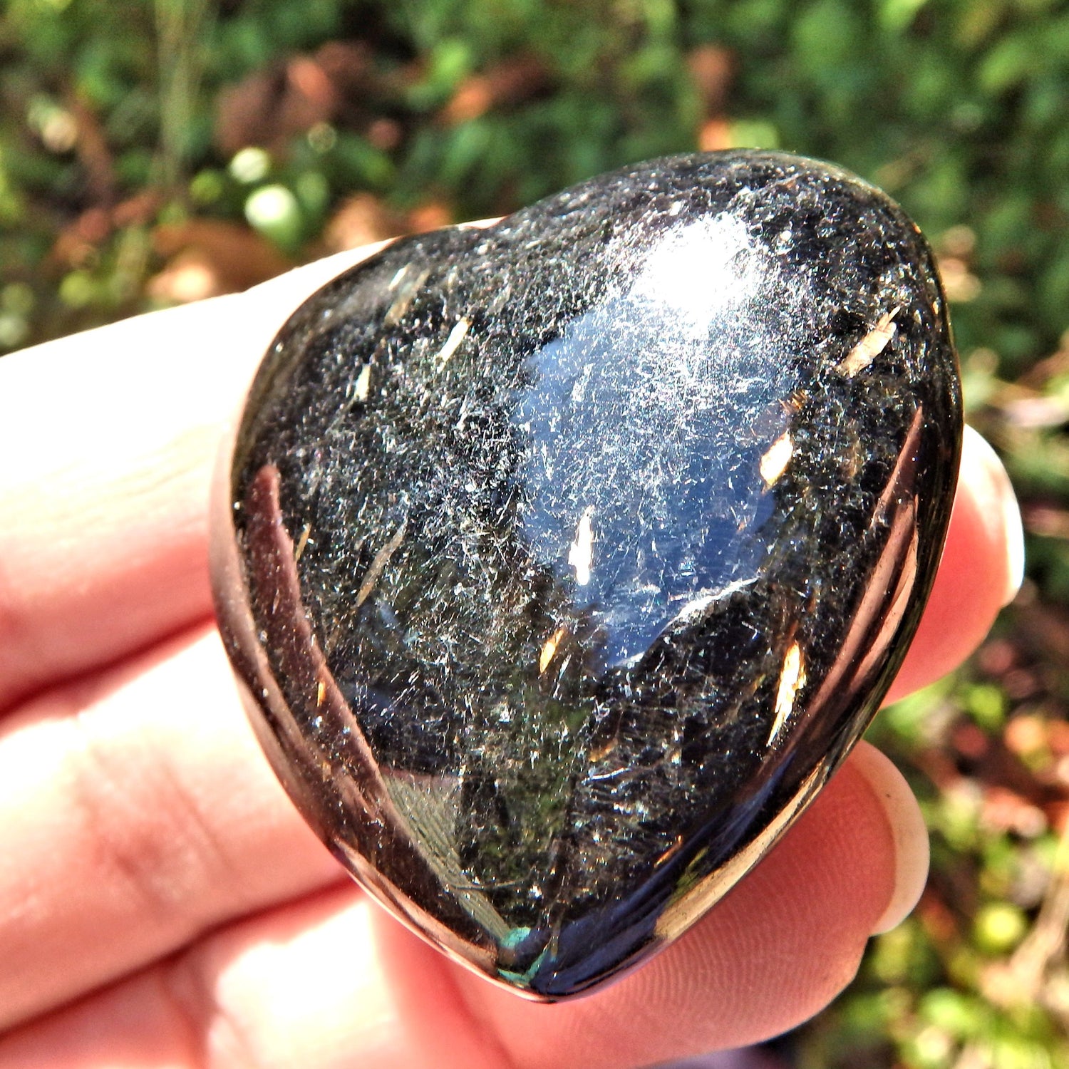  Gold Flashes Black Genuine Nuummite Heart Carving From Greenland Default Title - Earth Family Crystals
