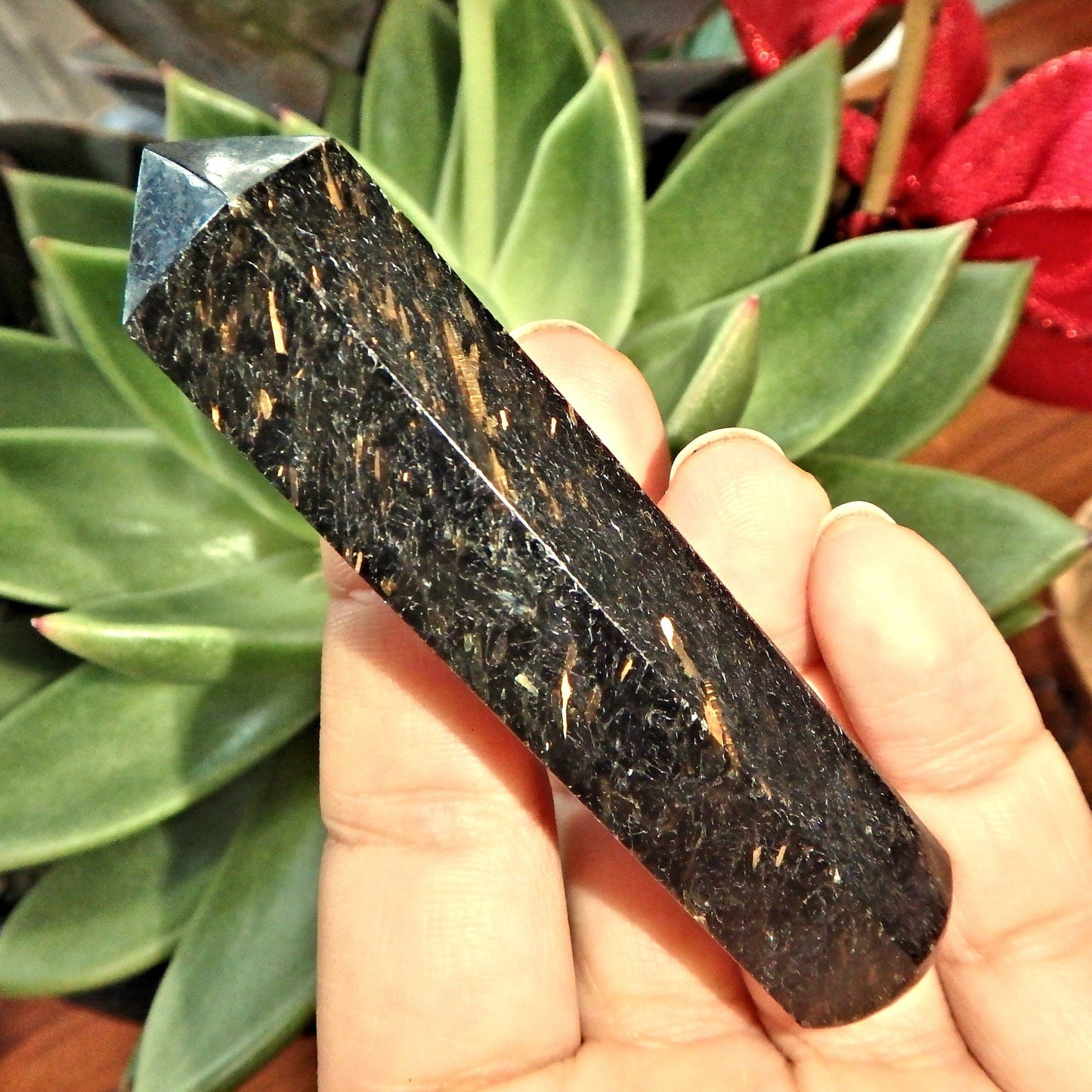  Chunky Genuine Greenland Nuummite Healing Wand 1