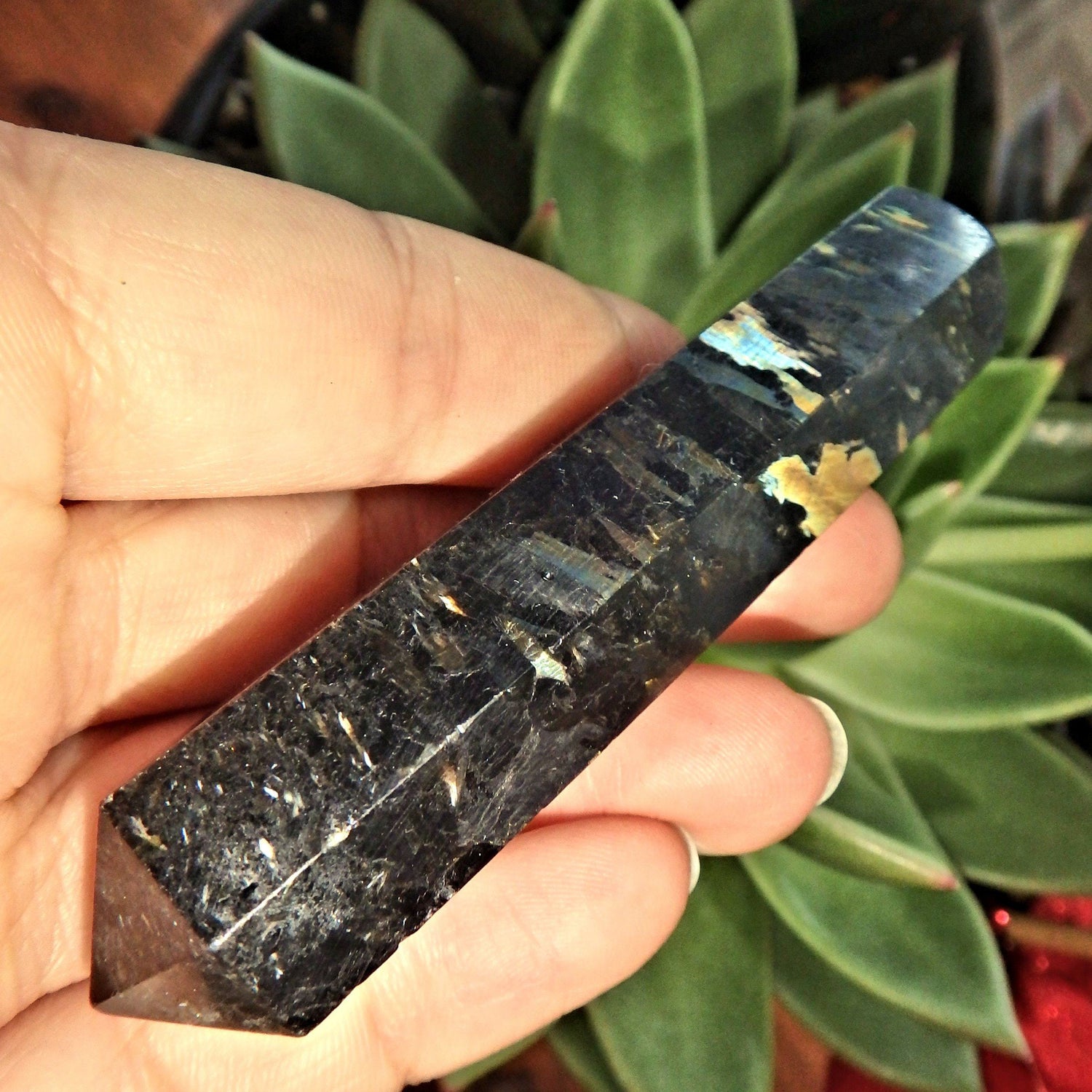  Chunky Genuine Greenland Nuummite Healing Wand 2