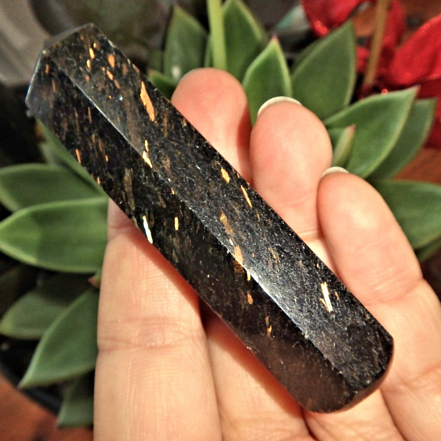  Chunky Genuine Greenland Nuummite Healing Wand 1