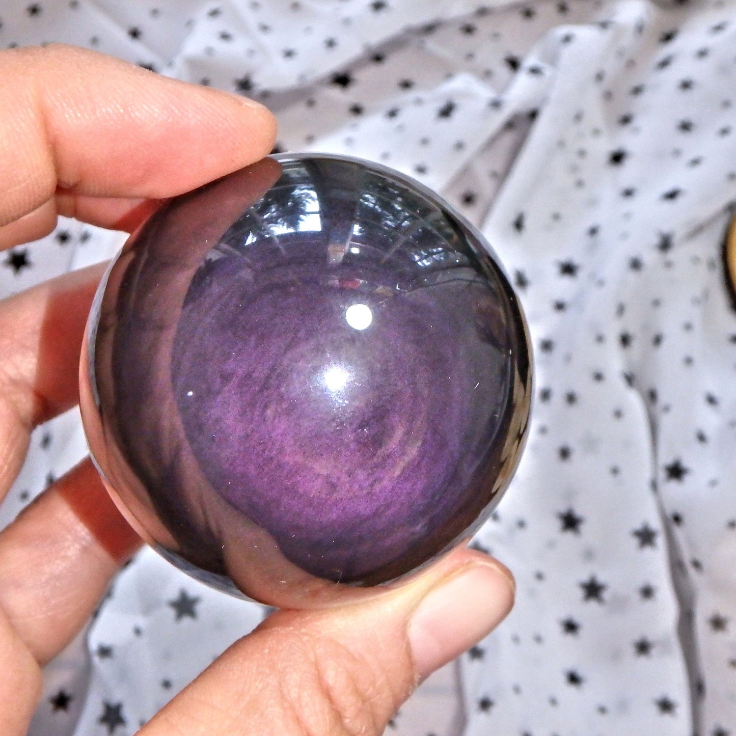 Mysterious Pee a Boo Flashes Rainbow Obsidian Sphere 2 - Earth Family Crystals