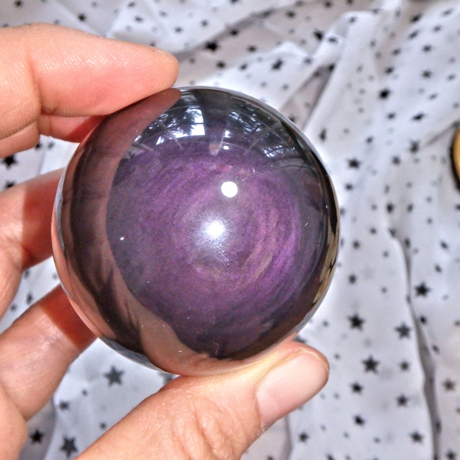 Mysterious Pee a Boo Flashes Rainbow Obsidian Sphere 2 - Earth Family Crystals