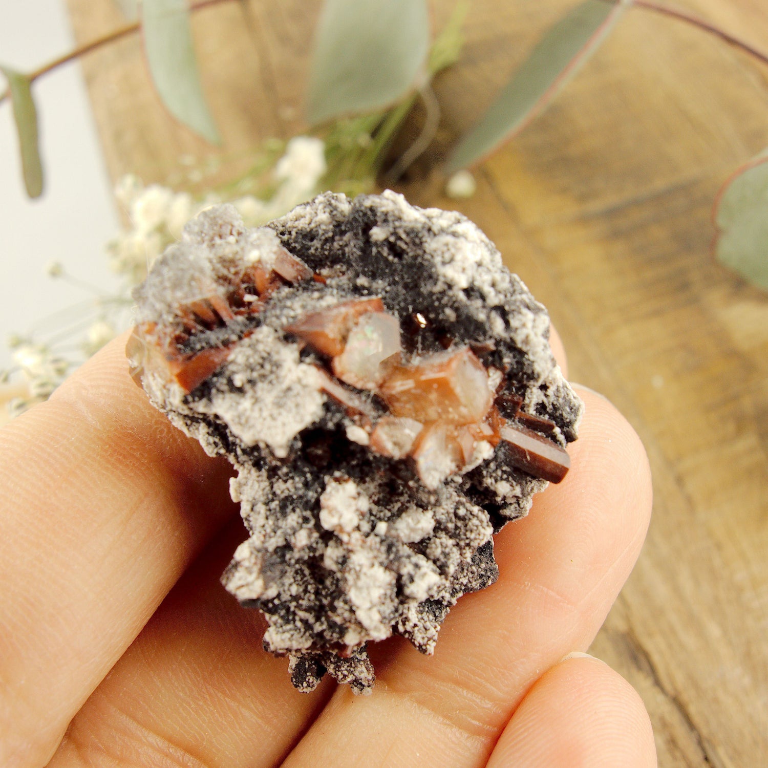  Deep Orange Topaz Nestled in Matrix Dainty Specimen From Mexico