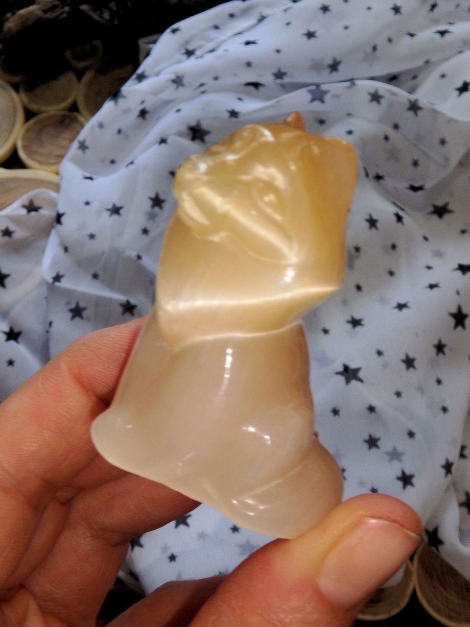  Adorable Orange Selenite Cat Carving