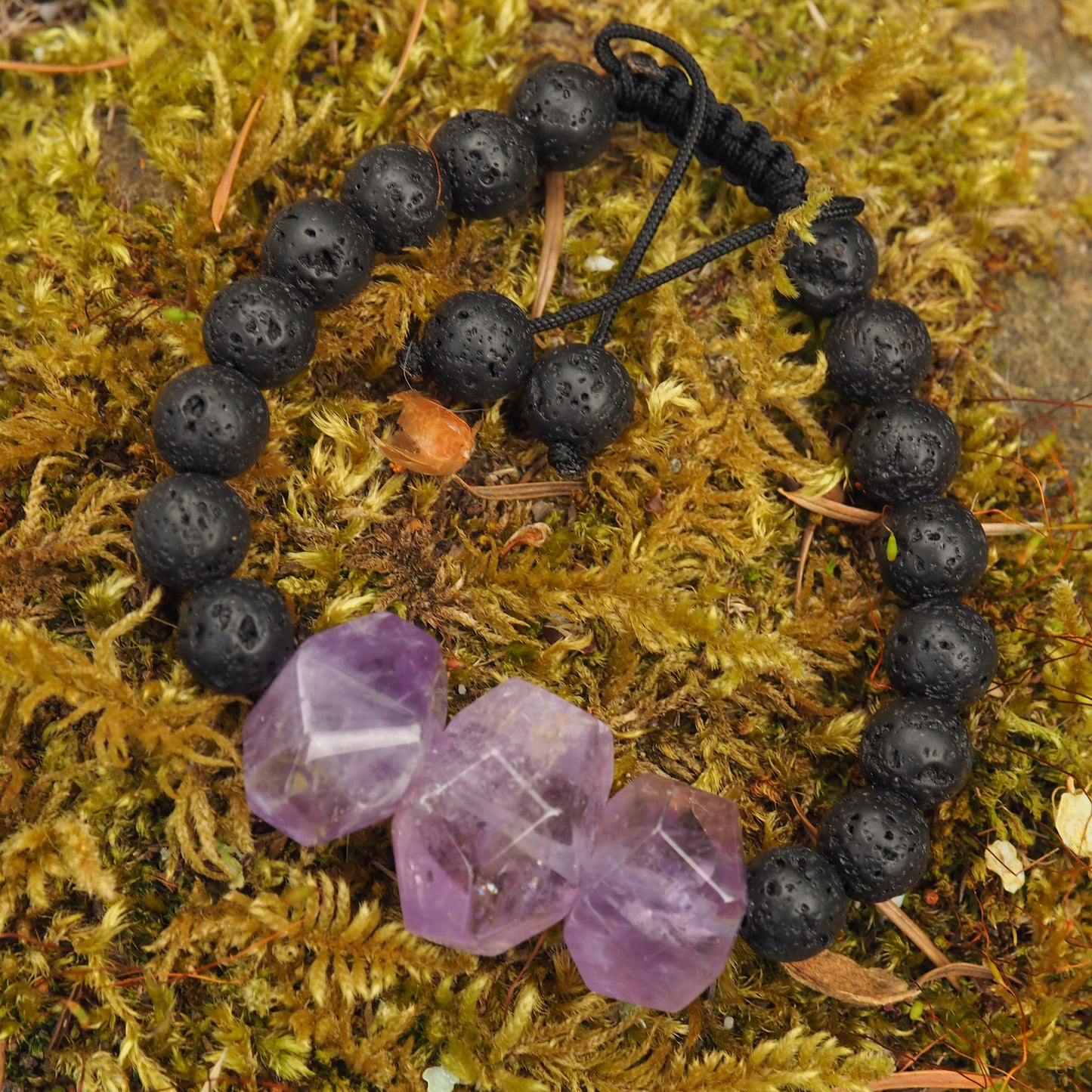 Stunning Ametrine & Lava Stone Adjustable Cord Bracelet (Ideal for Essential Oils) - Metiz Tier Price