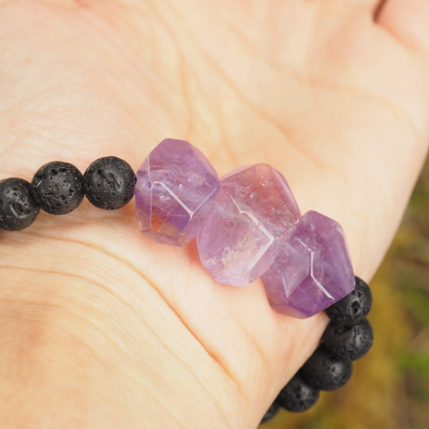 Stunning Ametrine & Lava Stone Adjustable Cord Bracelet (Ideal for Essential Oils) - Metiz Tier Price