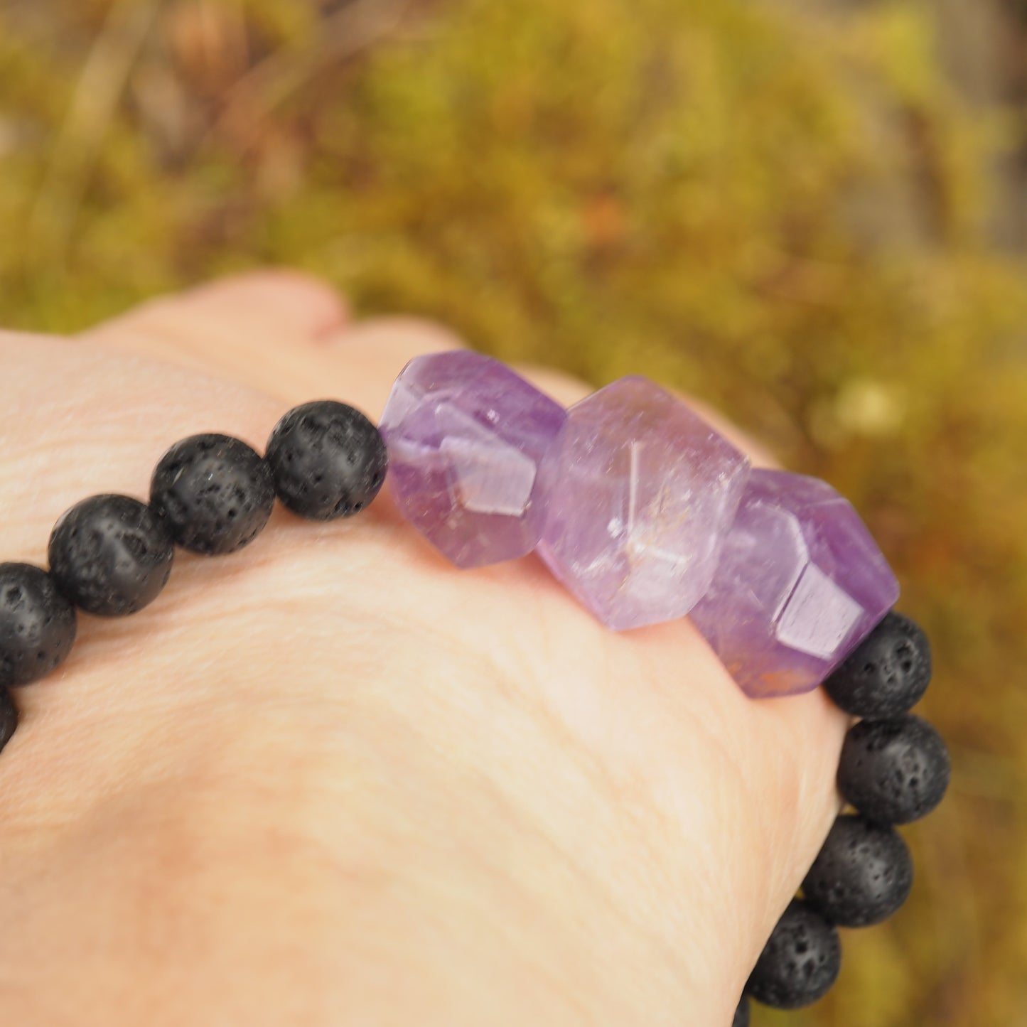 Stunning Ametrine & Lava Stone Adjustable Cord Bracelet (Ideal for Essential Oils) - Metiz Tier Price